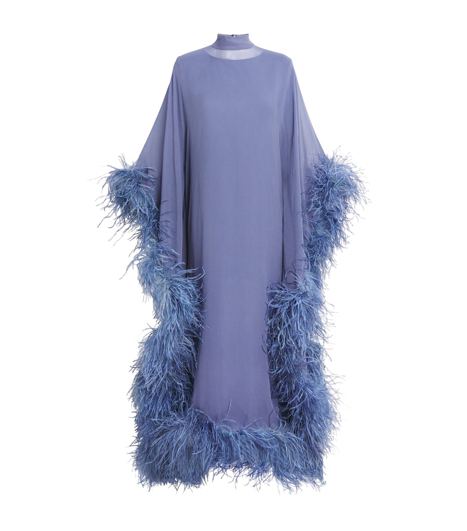 Taller Marmo Womens Silk Casta Diva Royale Kaftan Maxi Dress Smoke Blue Image 1