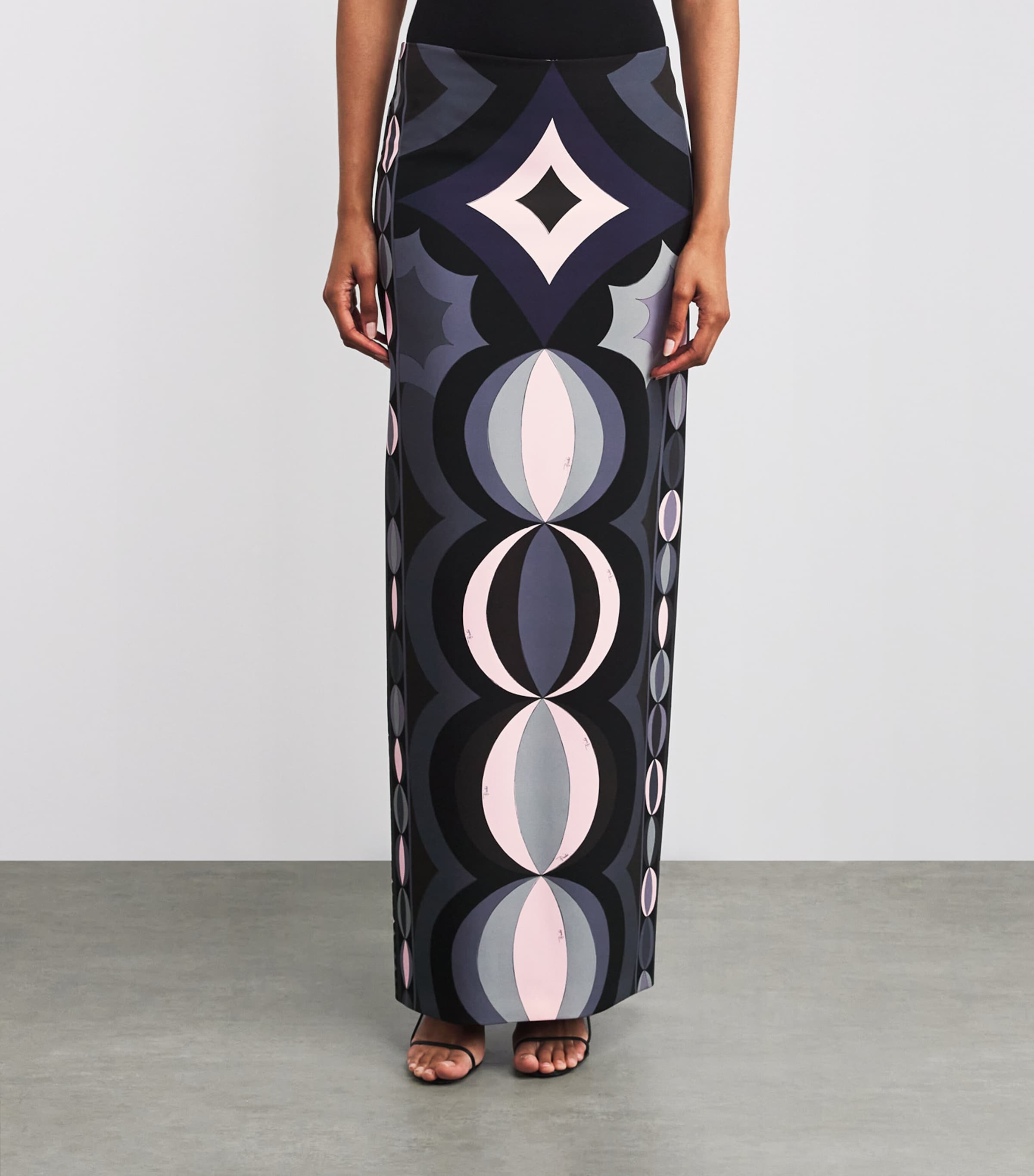 Scuba Collane Print Maxi Skirt 023/BLACK PINK Image 3