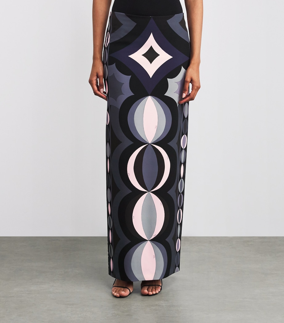 Scuba Collane Print Maxi Skirt 023/BLACK PINK Image 3