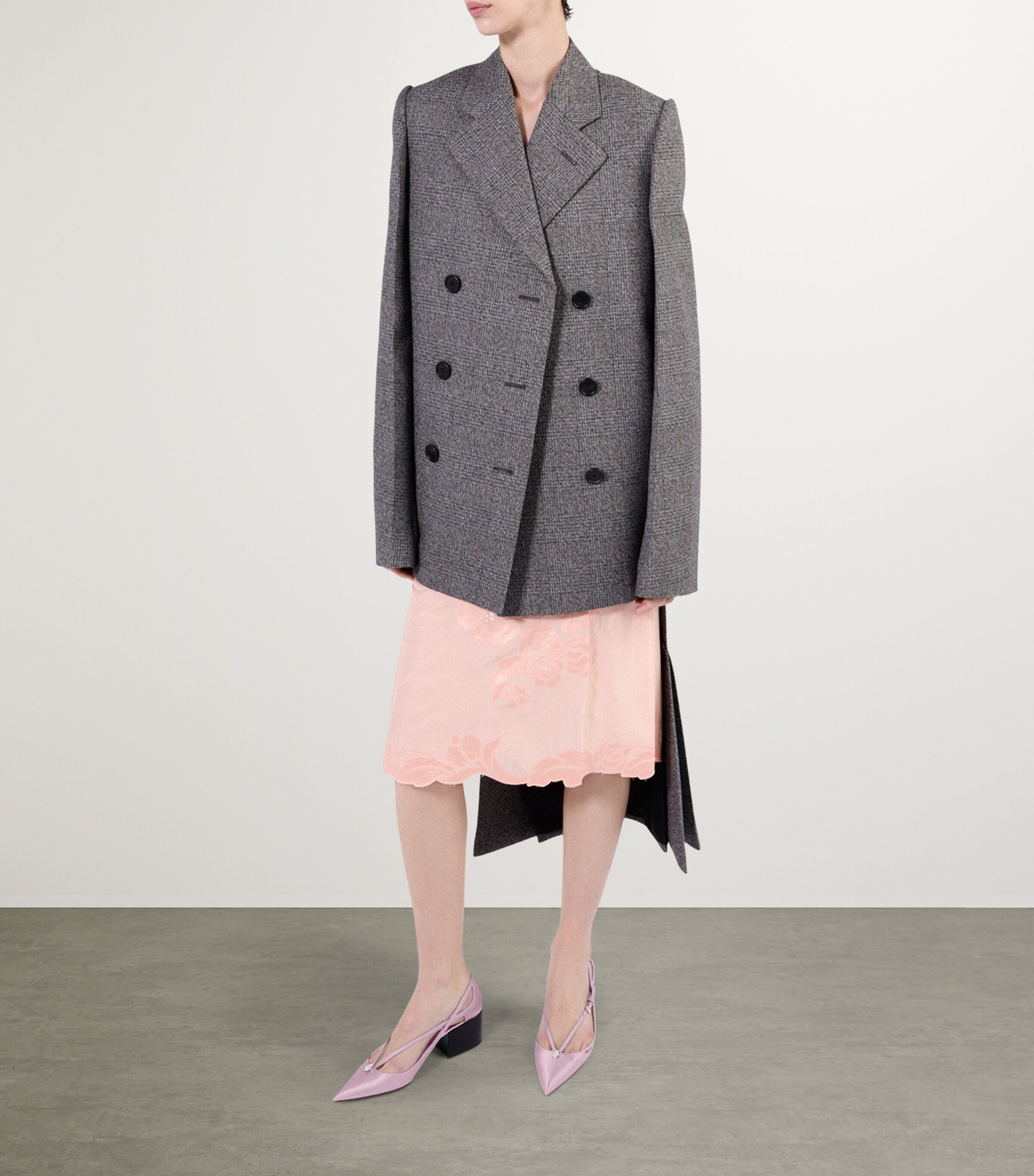 Mouliné Wool Check Midi Skirt F0480 Image 5