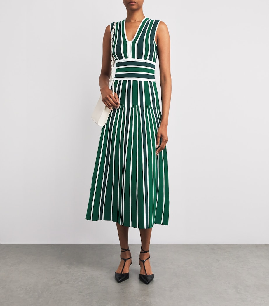 Stripe Tallone Knitted Midi Dress GREEN Image 2