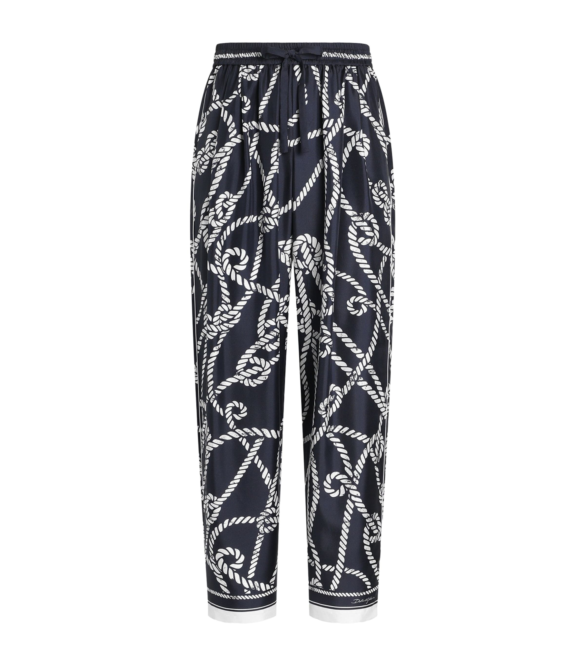 Dolce&Gabbana Mens Silk Marina Trousers Corde F.blu Na Image 1