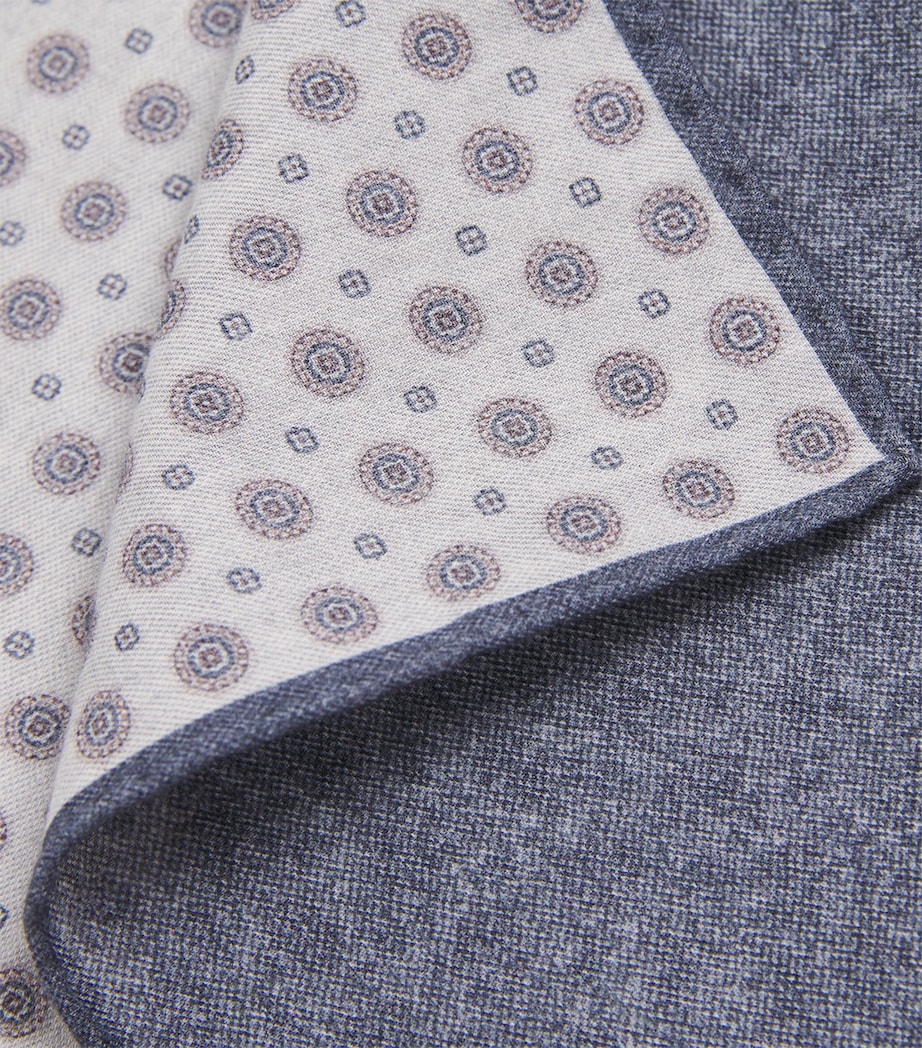 Eleventy Cotton-Wool Pocket Square Avorio, Azzurro, Mor Image 3
