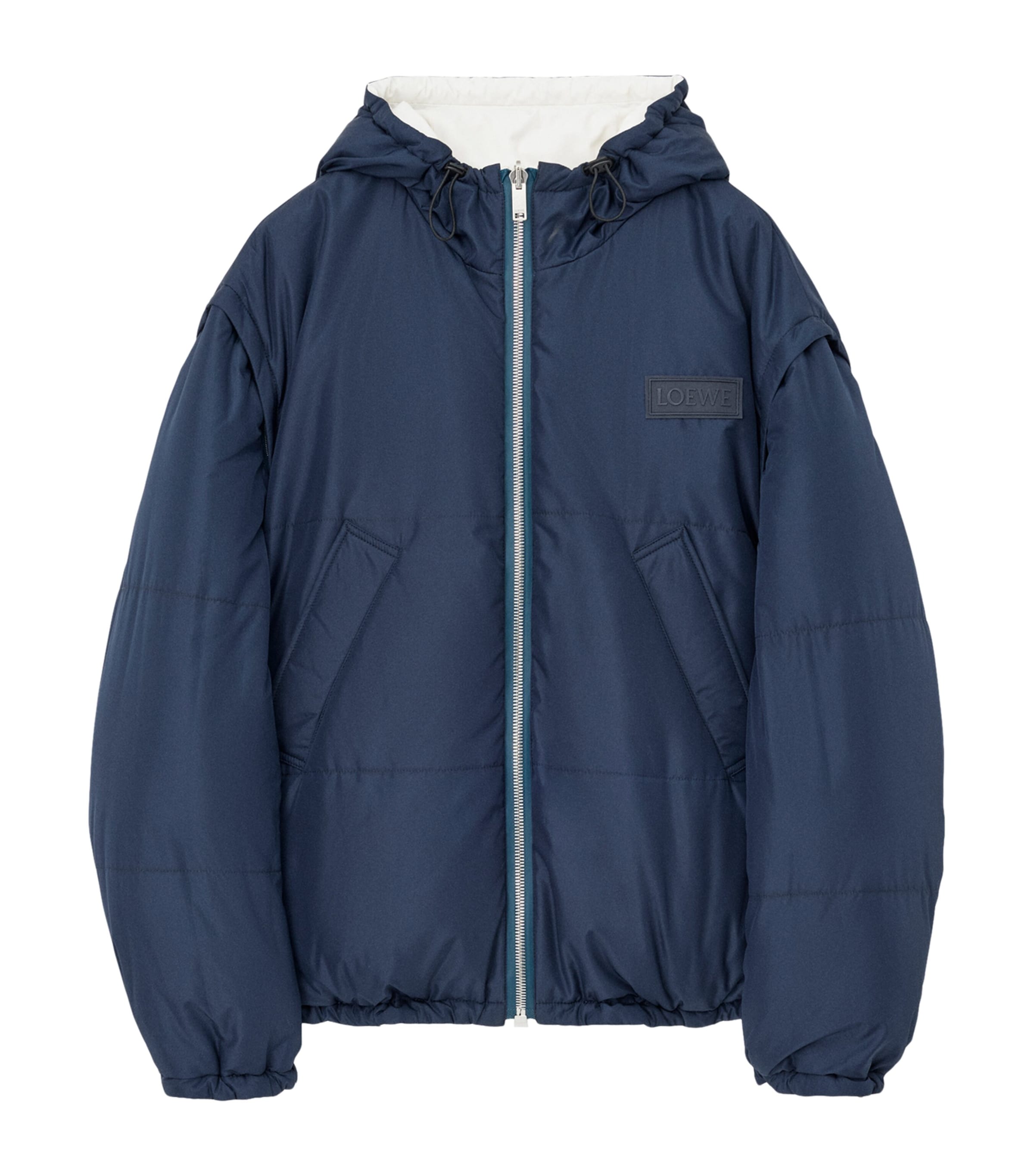 LOEWE Mens Reversible Padded Zip-Up Jacket White/navy Image 3