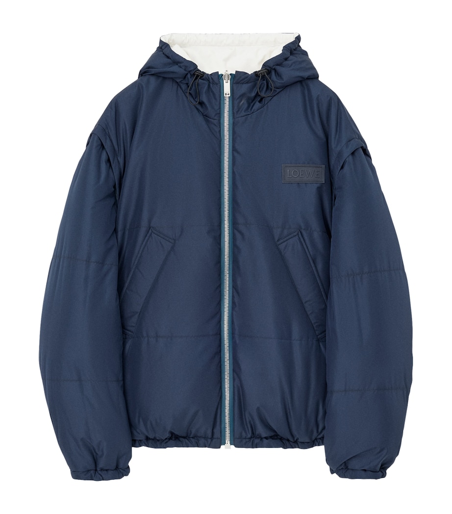 LOEWE Mens Reversible Padded Zip-Up Jacket White/navy Image 3