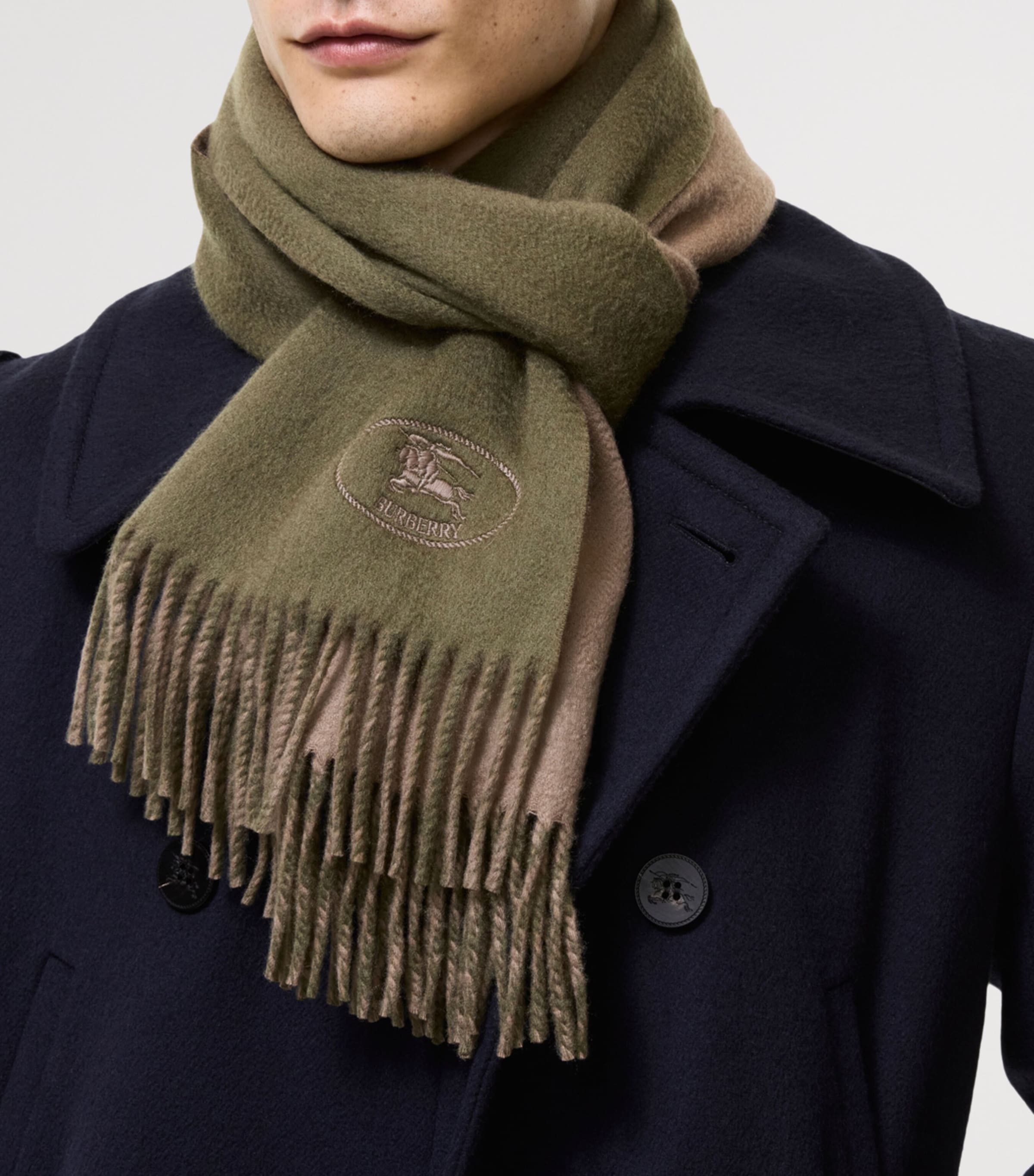 Burberry Cashmere EKD Stamp Scarf Pea/vole Image 2