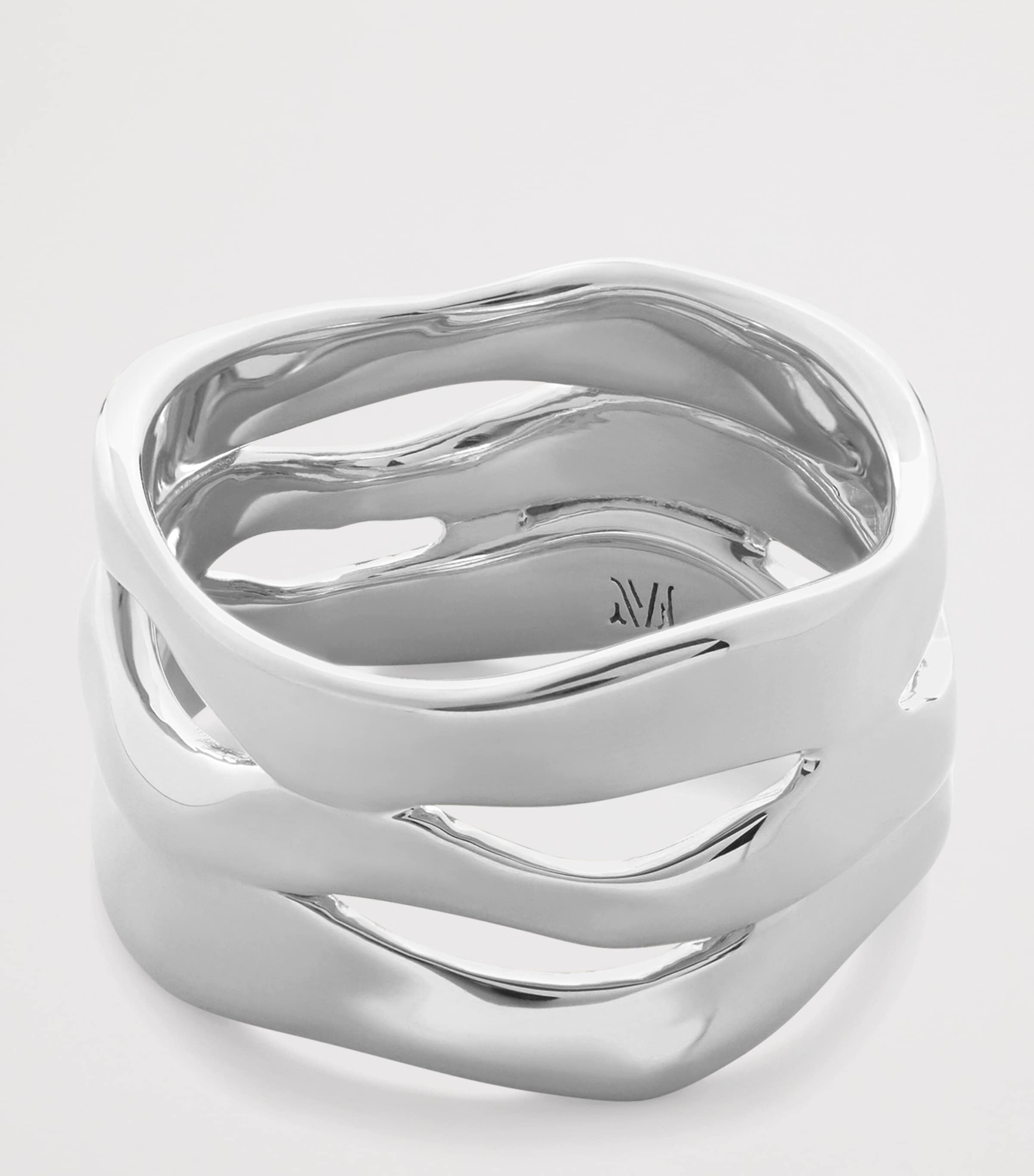 Sterling Silver Wave Triple Ring STERLING SILVER Image 2
