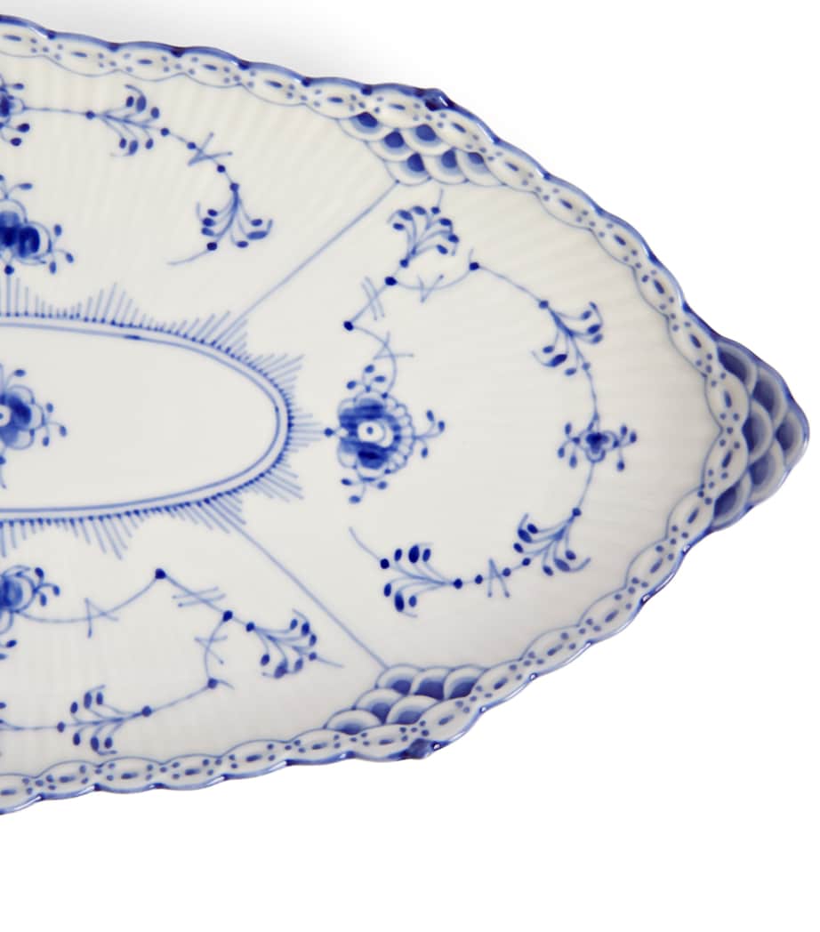 Blue Fluted Half Lace Oval Dish (24.5cm) BLUE Image 4