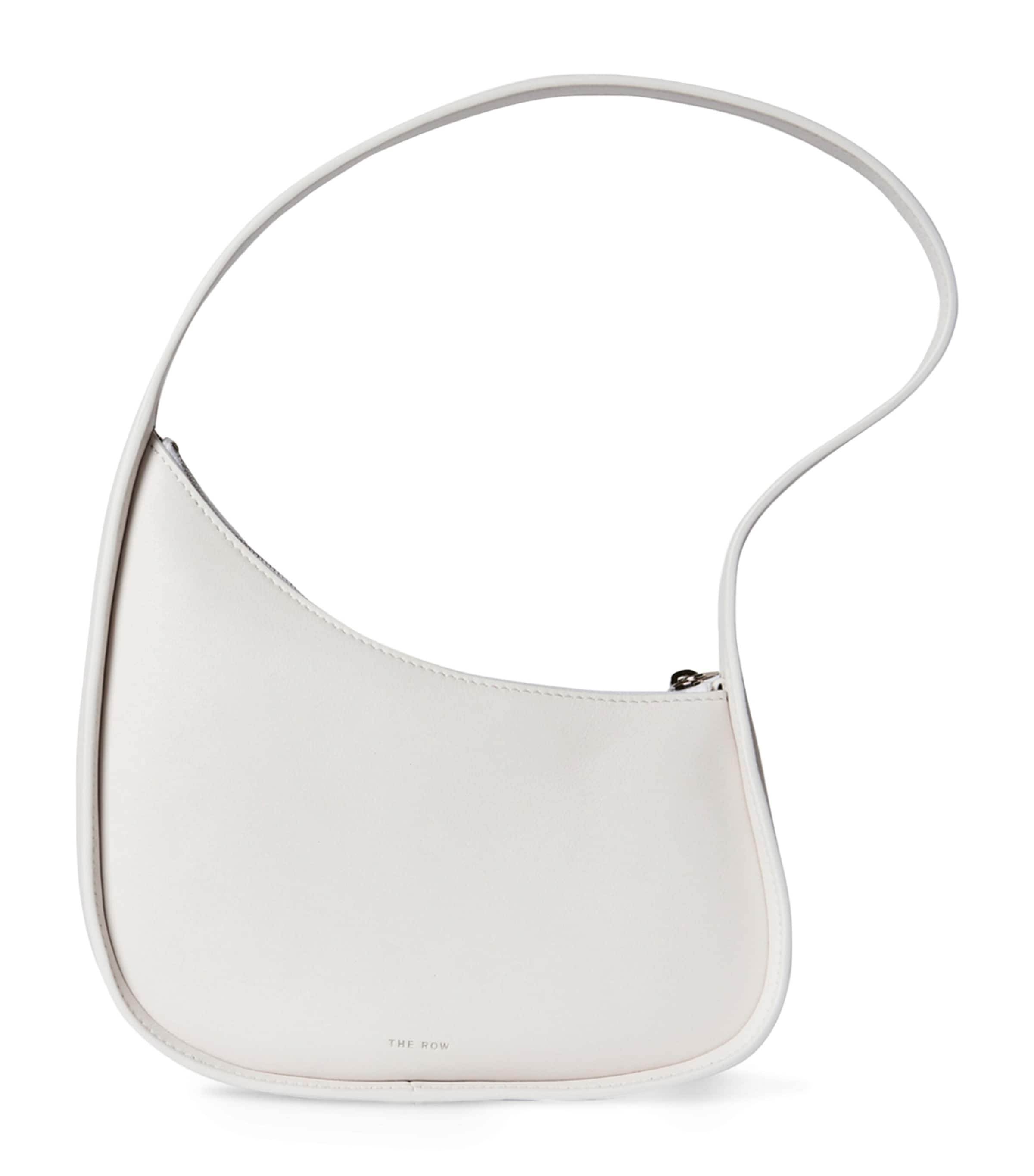 The Row Half Moon Leather Shoulder Bag In White