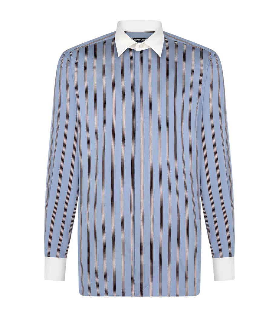 TOM FORD Mens Silk Regent Stripe Shirt Uub Image 1
