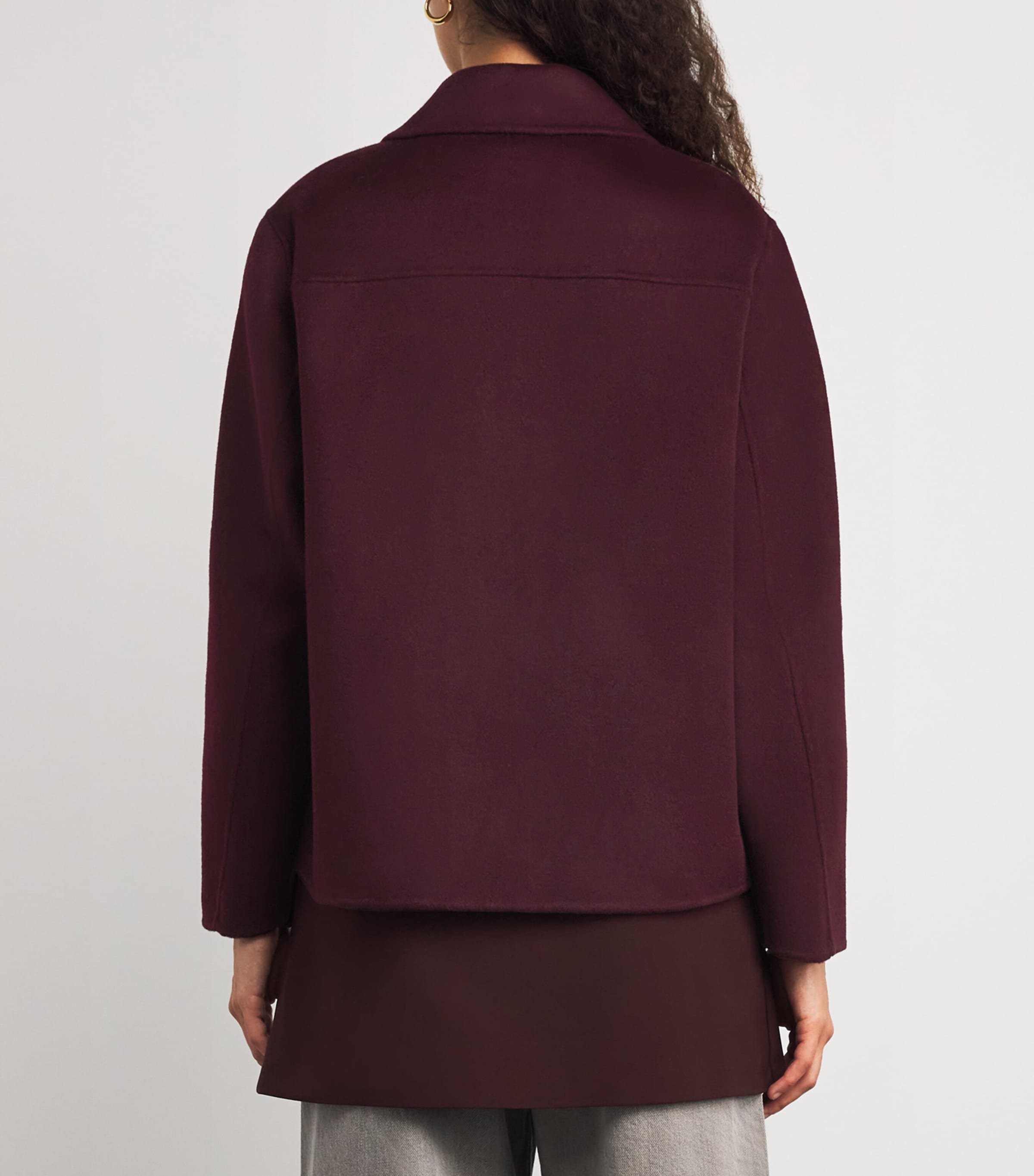 Wool-Blend Fringe Jacket BURGUNDY Image 4