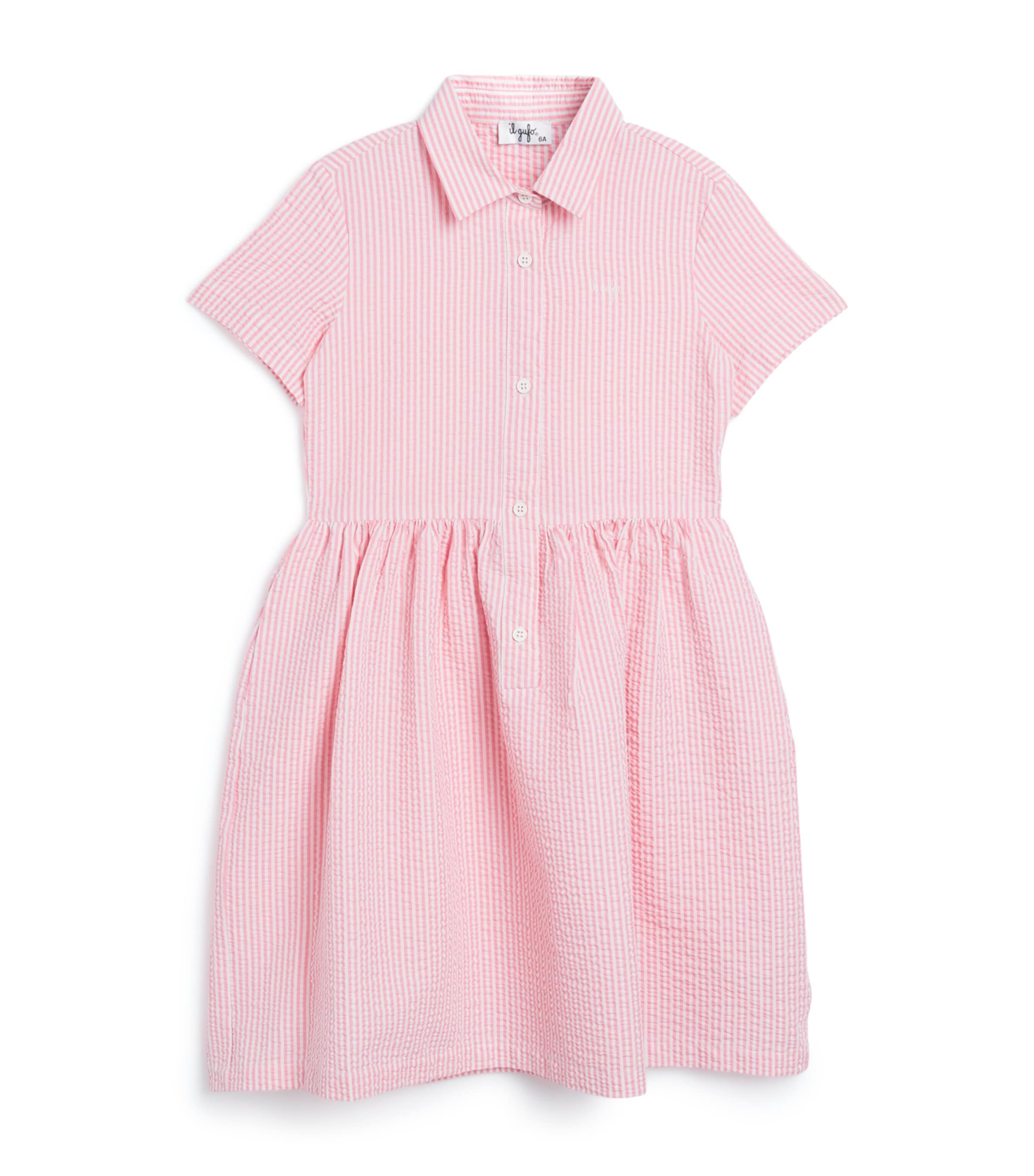 Il Gufo Stretch-cotton Button-up Dress In Pink