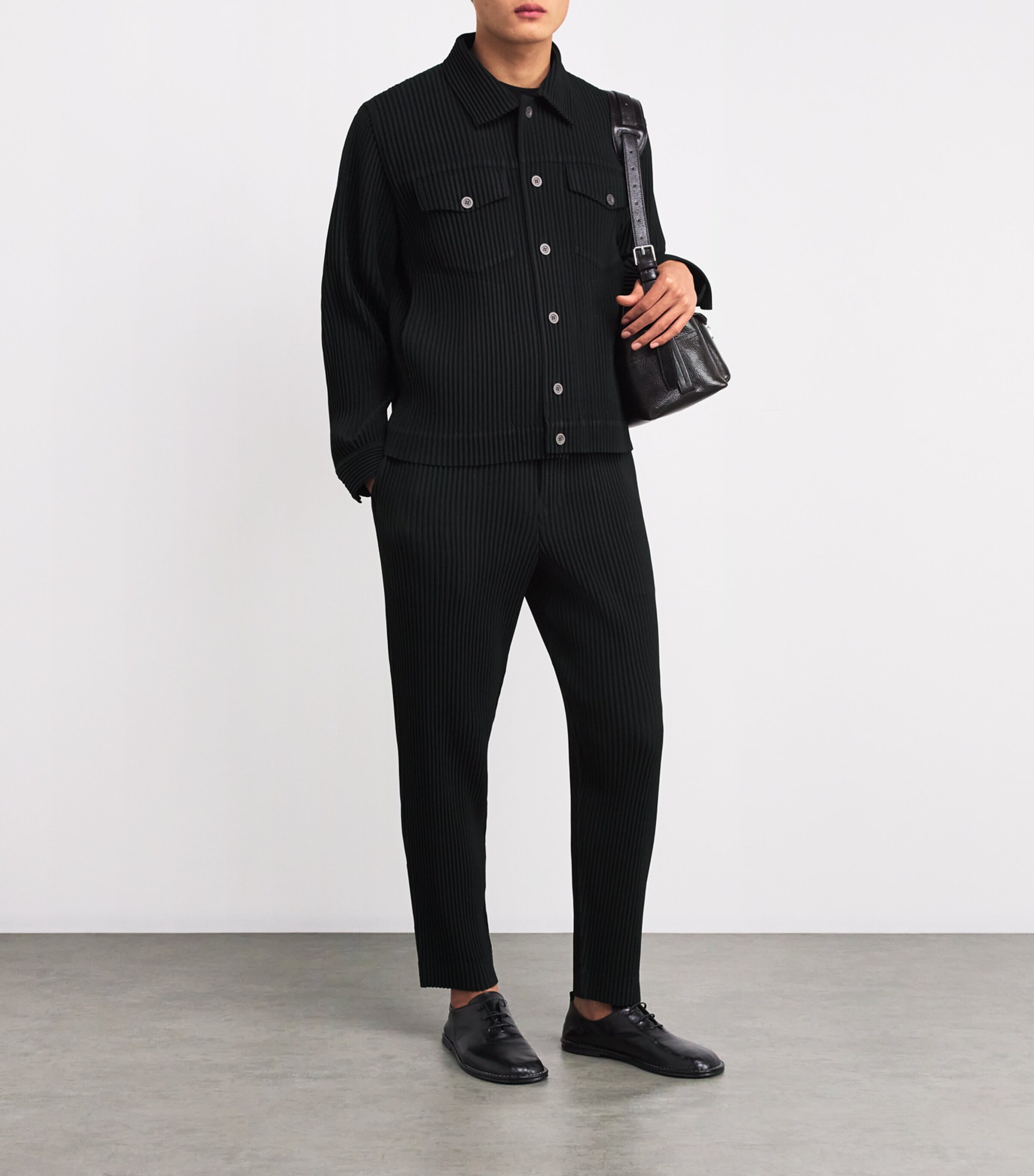 Homme Plissé Issey Miyake Mens Pleated Tailored Trousers Black Image 2