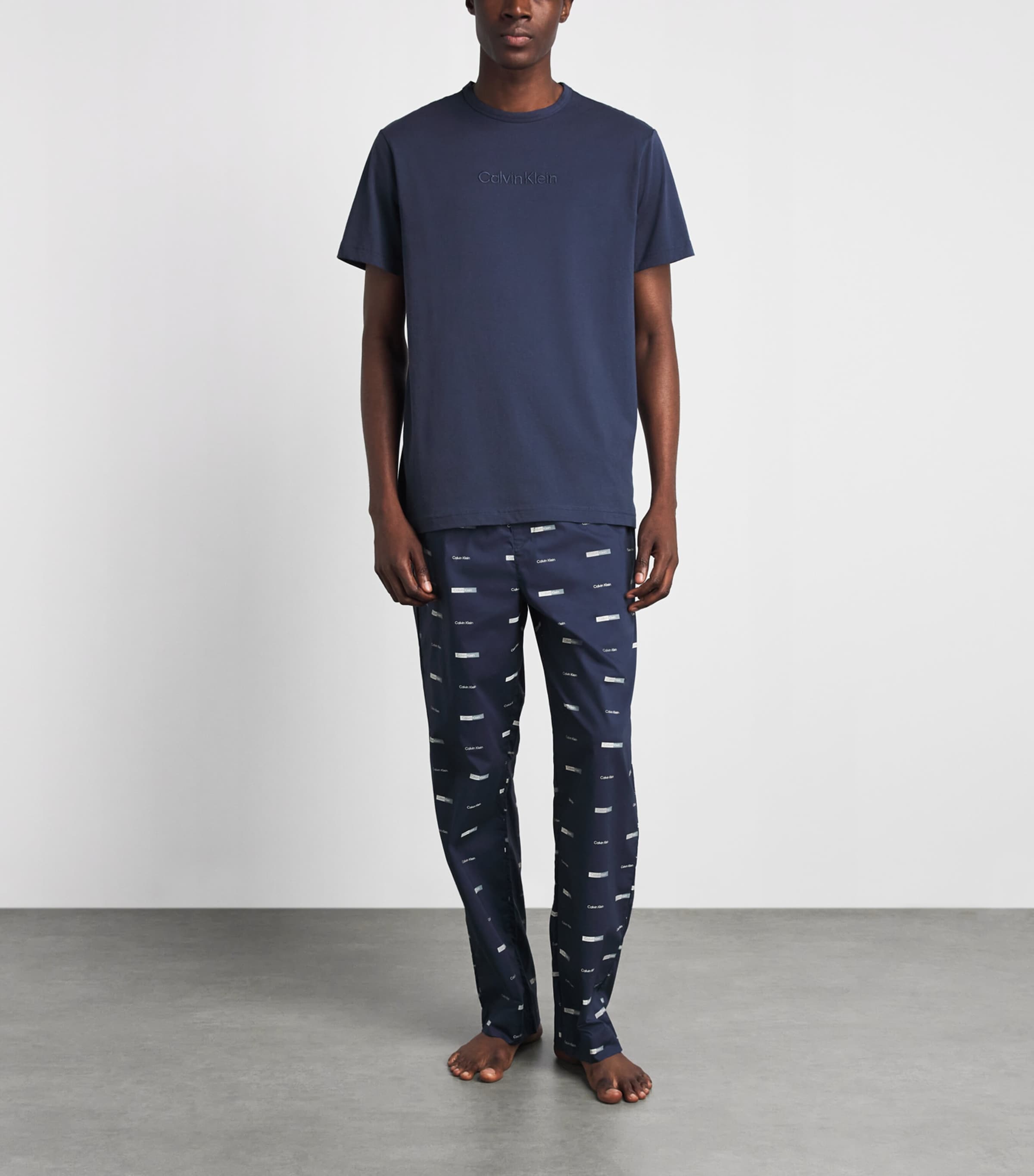 Calvin Klein Mens Cotton Logo Pyjama Top Cci Blue Nights Image 2