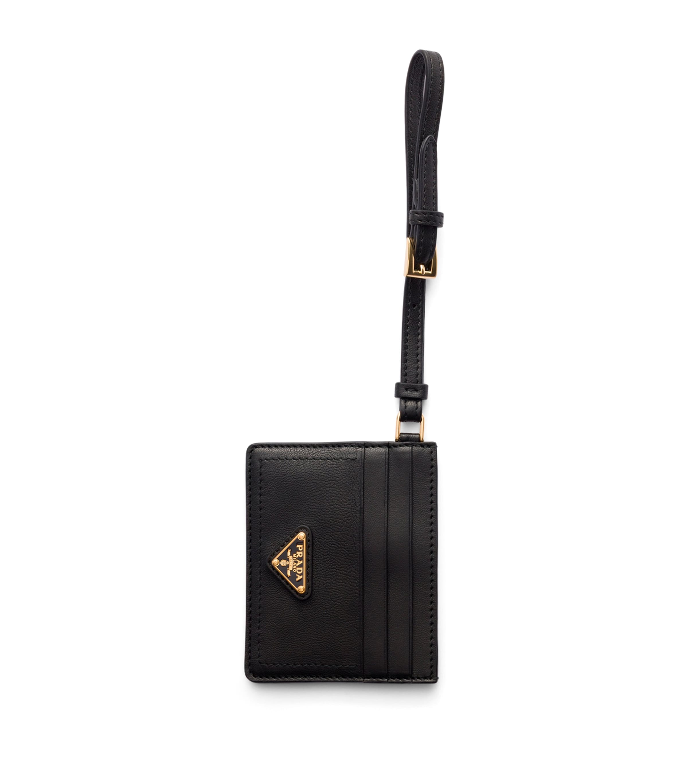 Prada Leather Triangle Card Holder Black Image 1