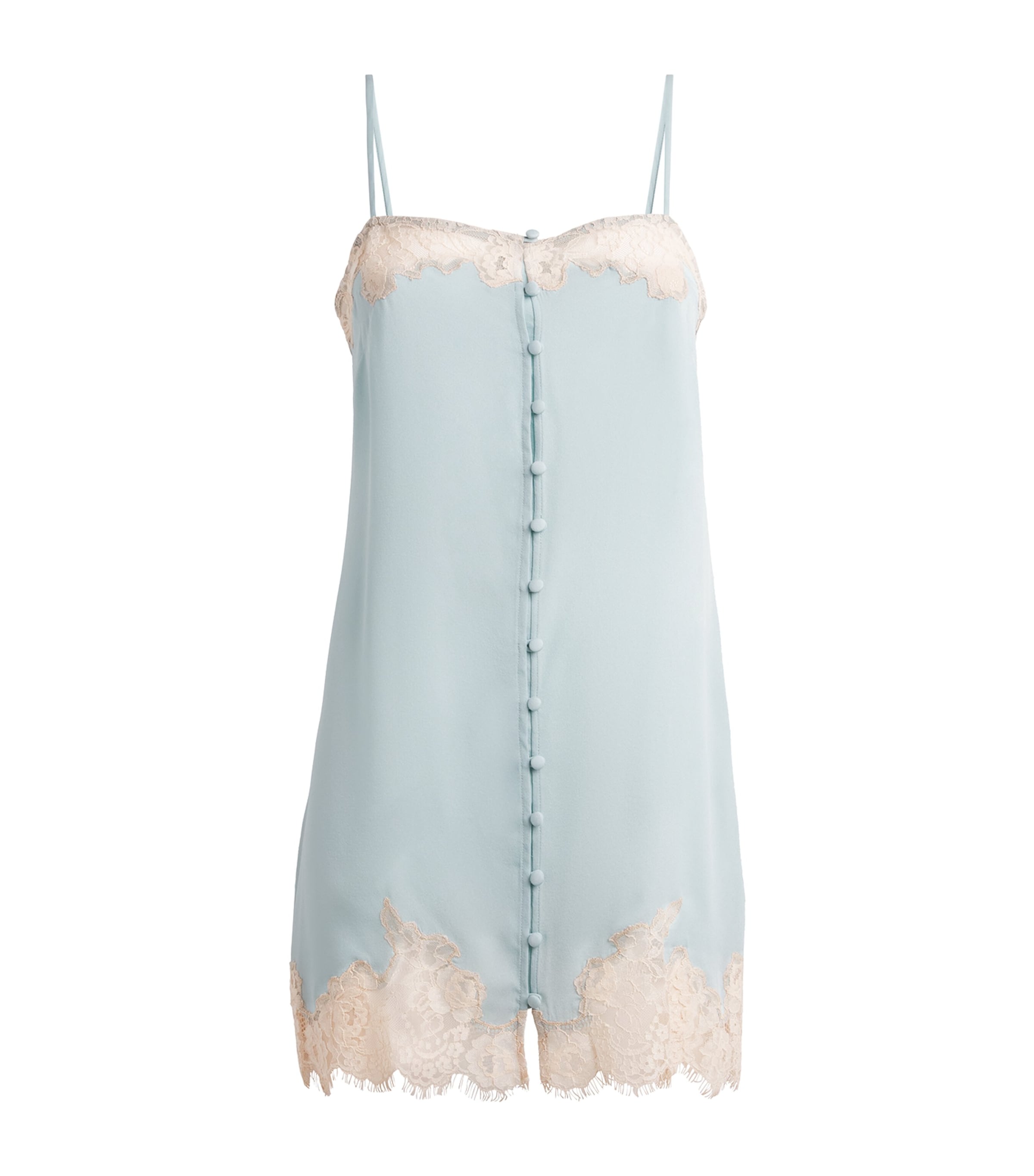 Fleur Du Mal Womens Silk Lace-Trim Juliet Slip Dress Frosted Mint Image 1