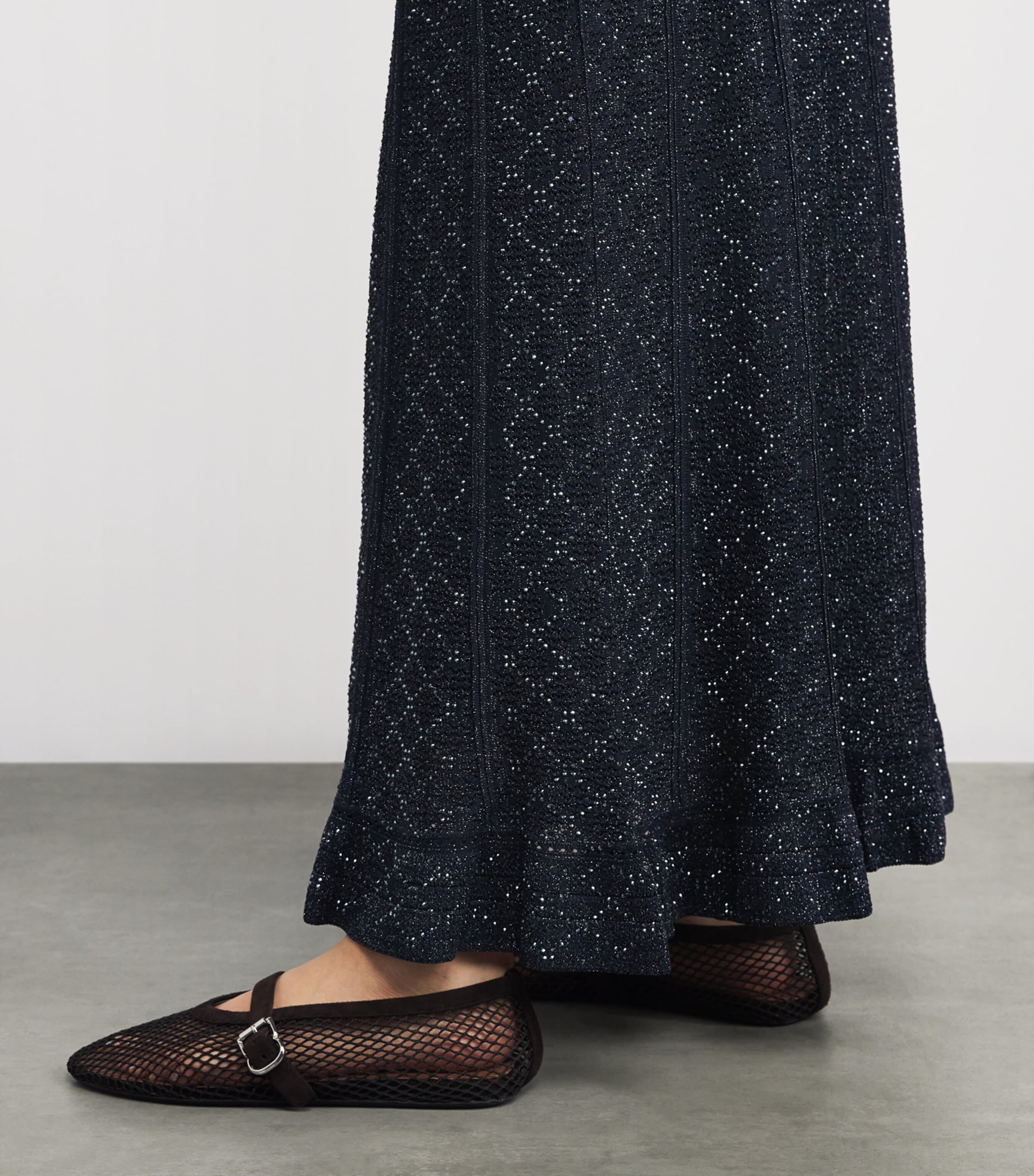 Knitted Embellished Maxi Skirt NAVY BLUE Image 6