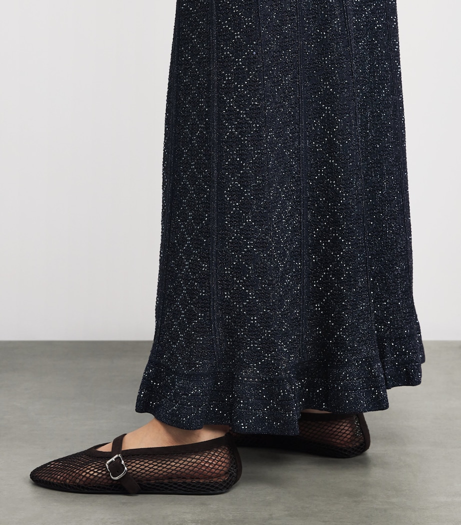 Knitted Embellished Maxi Skirt NAVY BLUE Image 6