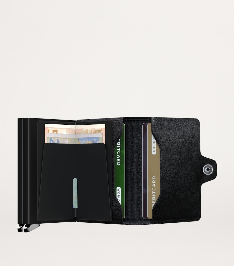 Leather Embossed Lines Twinwallet BLACK Image 3