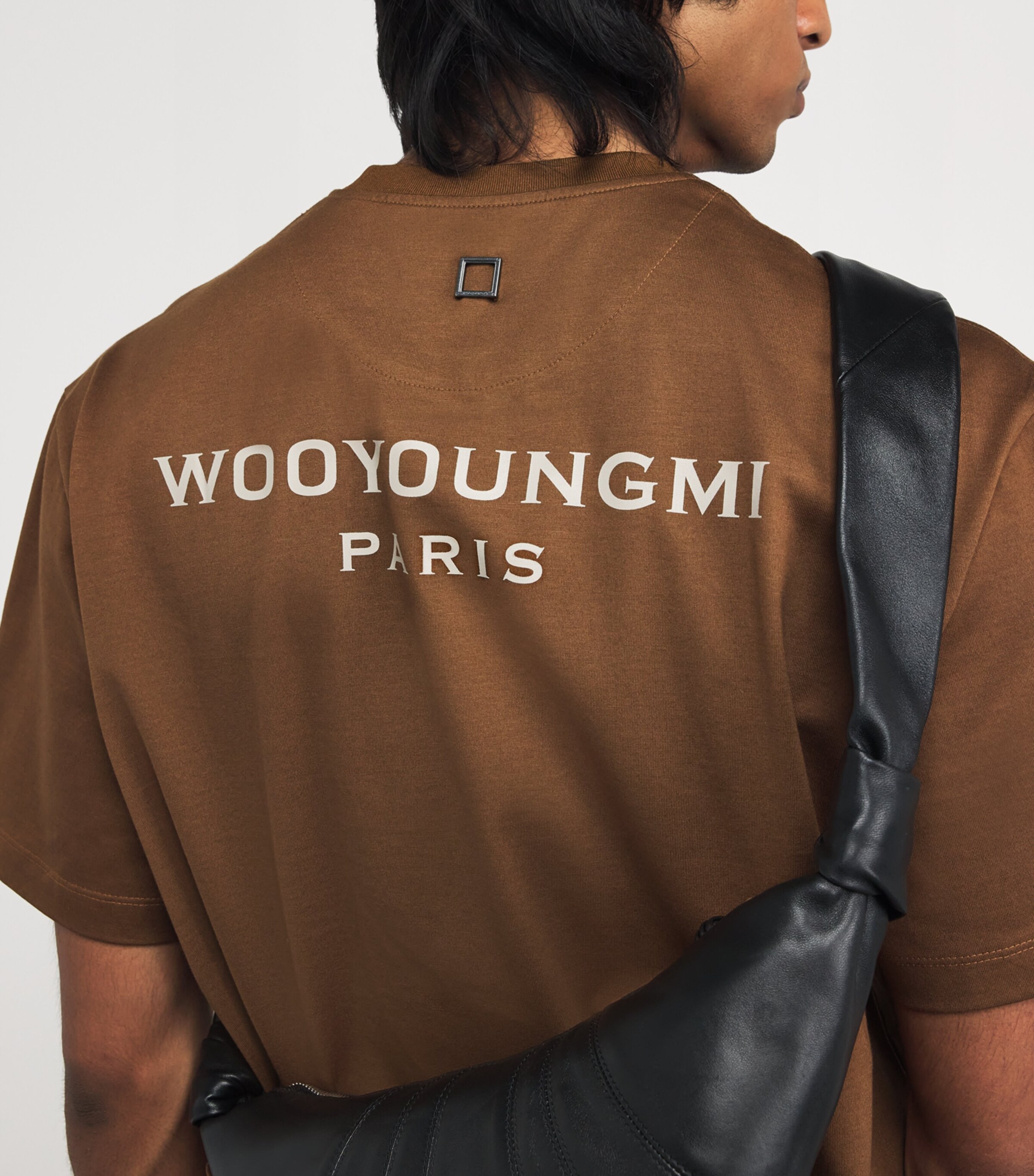 Wooyoungmi Mens Cotton Patch Back Logo T-Shirt Mud Image 6
