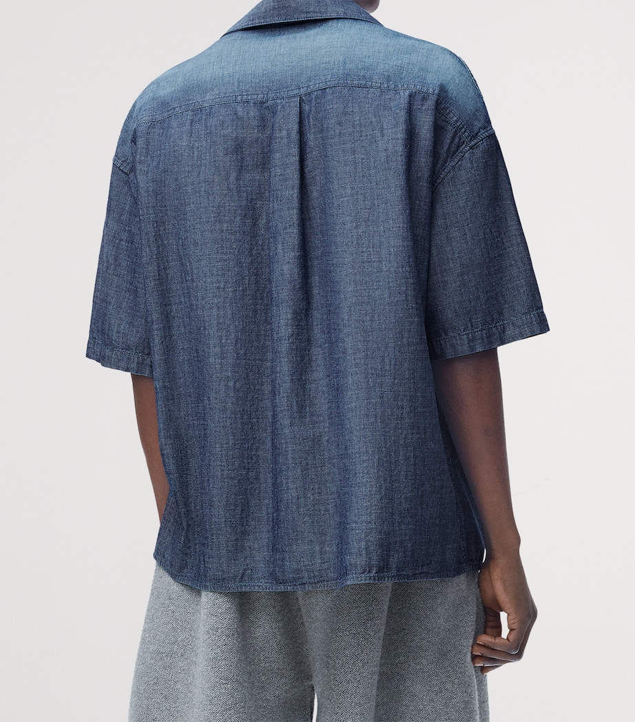 Cotton Chambray Short-Sleeve Shirt WASHED BLUE Image 4