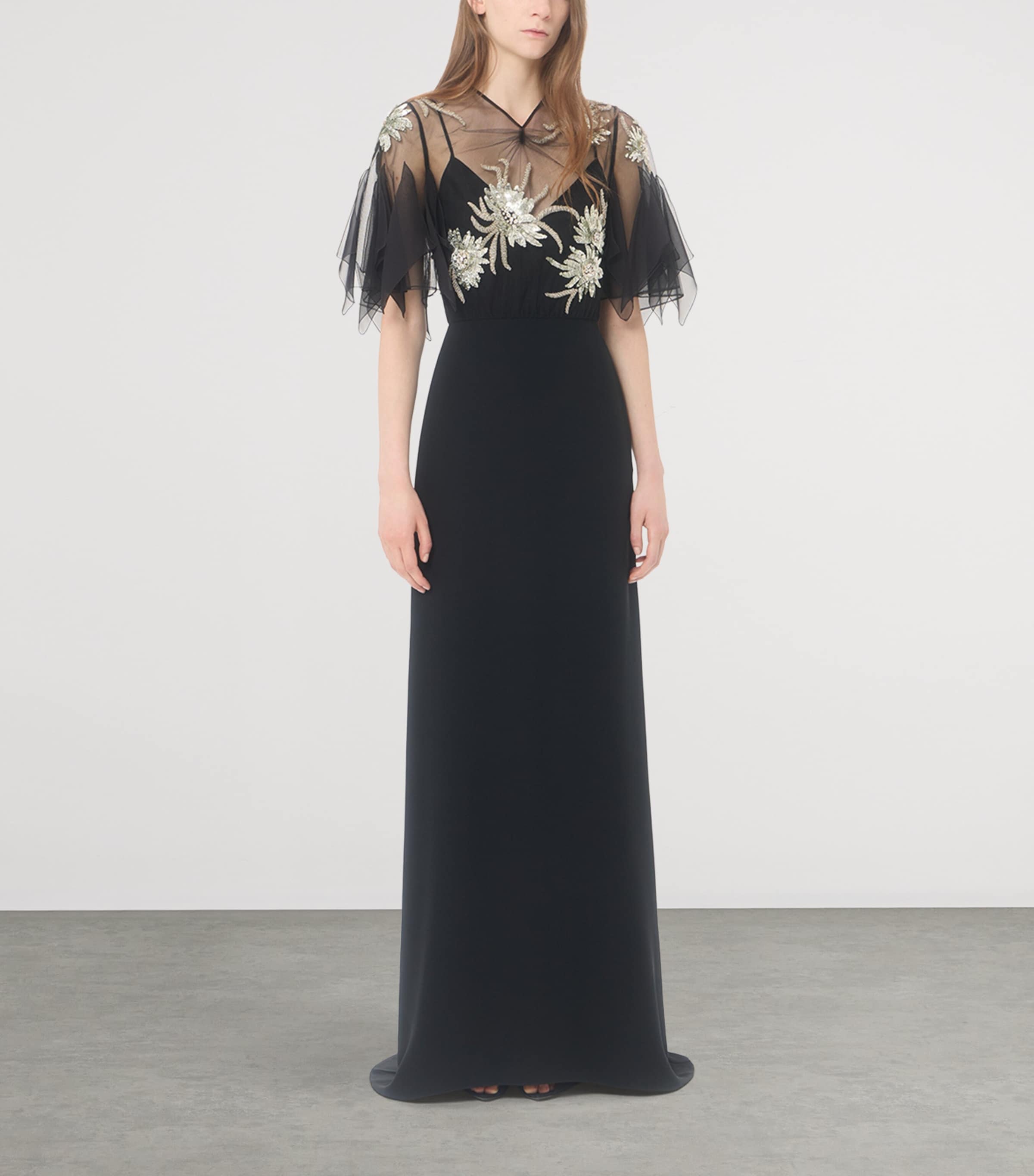 Valentino Womens Embellished Silk Cady Gown Nud Image 5