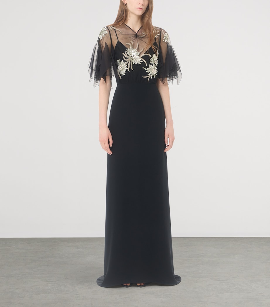 Valentino Womens Embellished Silk Cady Gown Nud Image 5