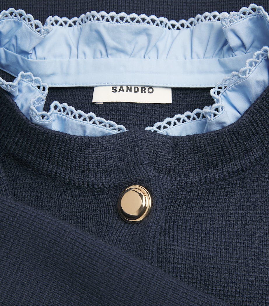 Ruffle-Collar Cardigan NAVY BLUE Image 5