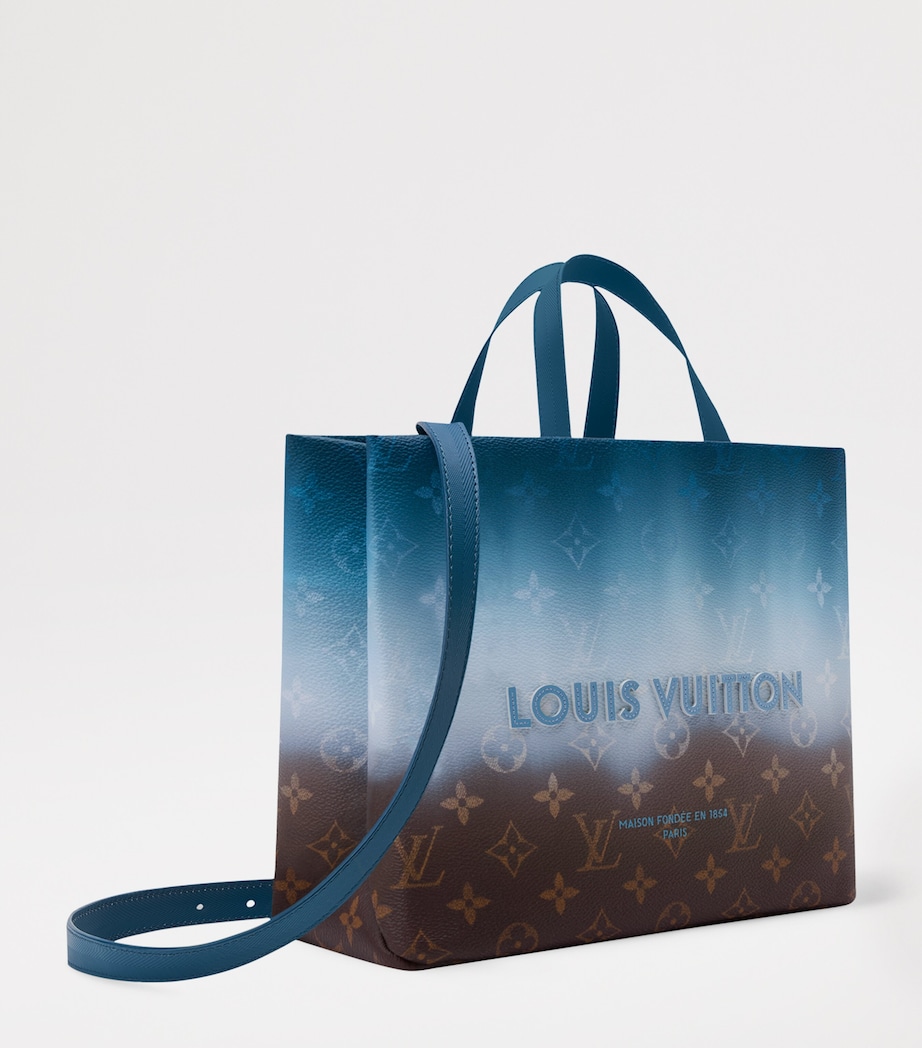 LOUIS VUITTON Mini Leather Shopper Tote Bag Blue Monogram Image 3