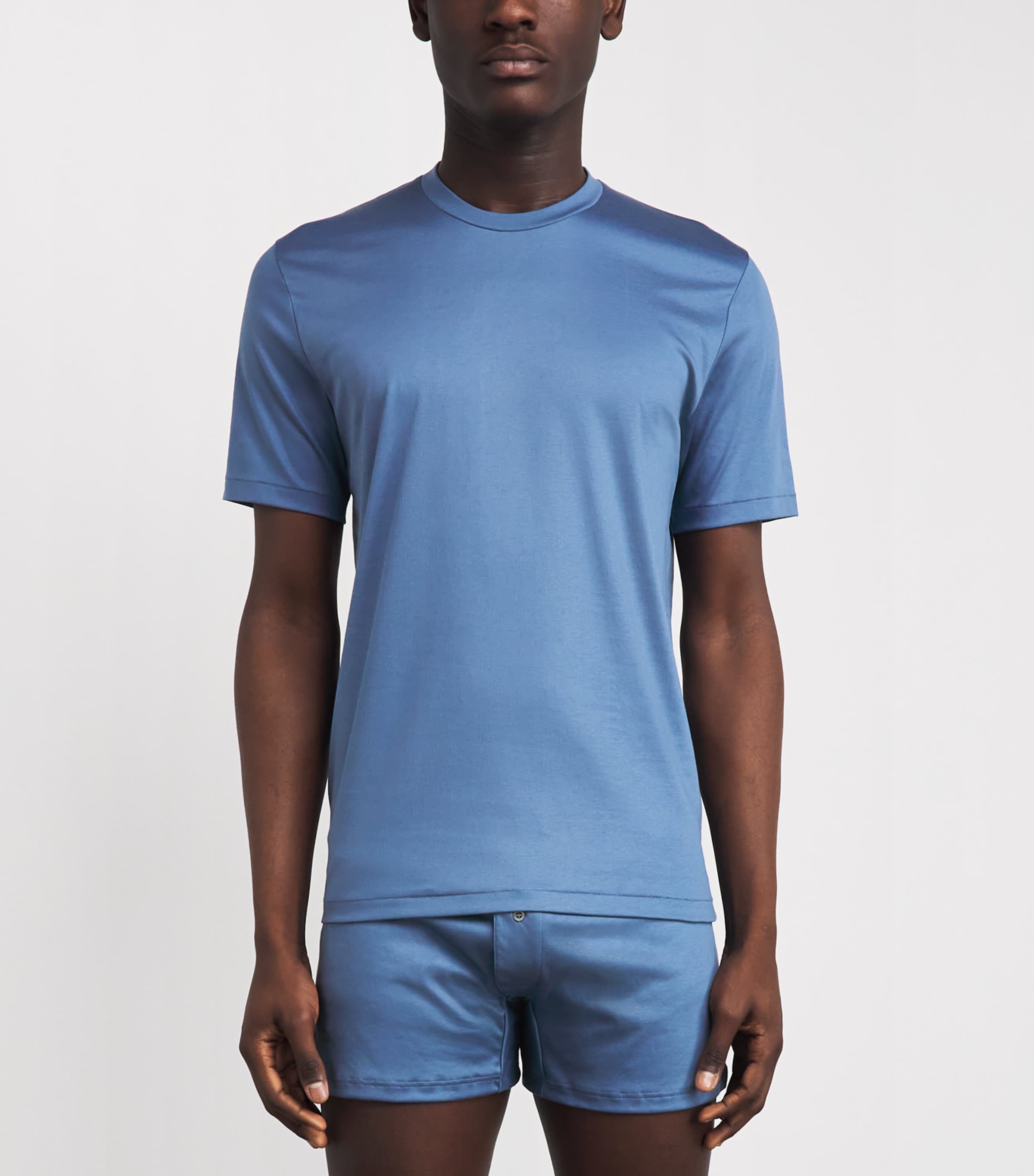 Zimmerli Mens 286 Sea Island T-Shirt Blue Horizon Image 2