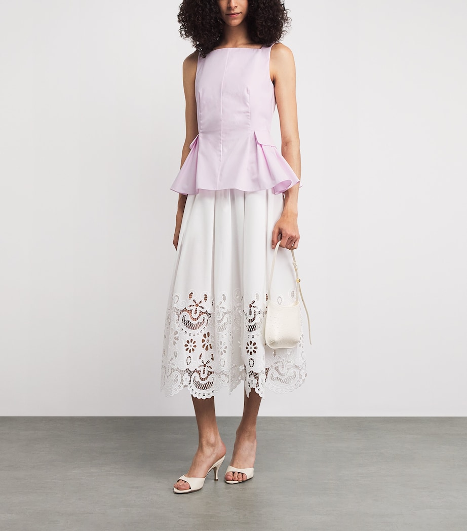 Adam Lippes Womens Cotton Soleil Peplum Top Pale Pink Image 2