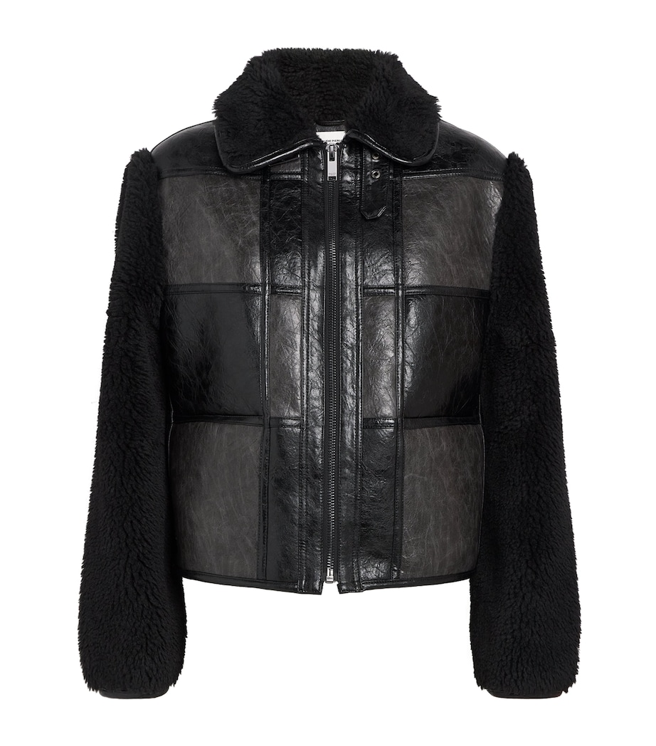 Faux Fur-Trim Bomber Jacket BLACK GREY Image 1
