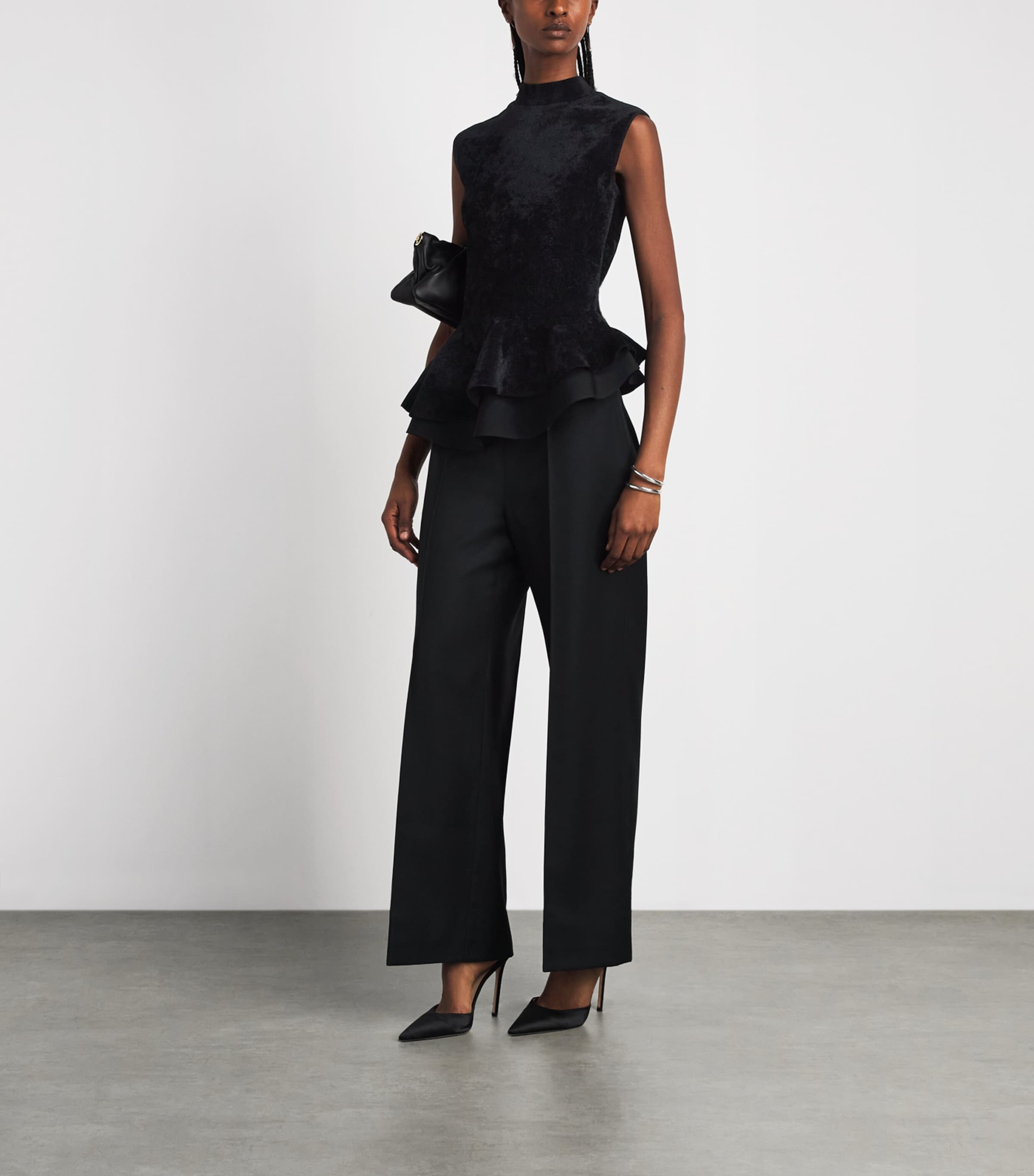 Roland Mouret Womens Asymmetric Peplum Top Black Image 2