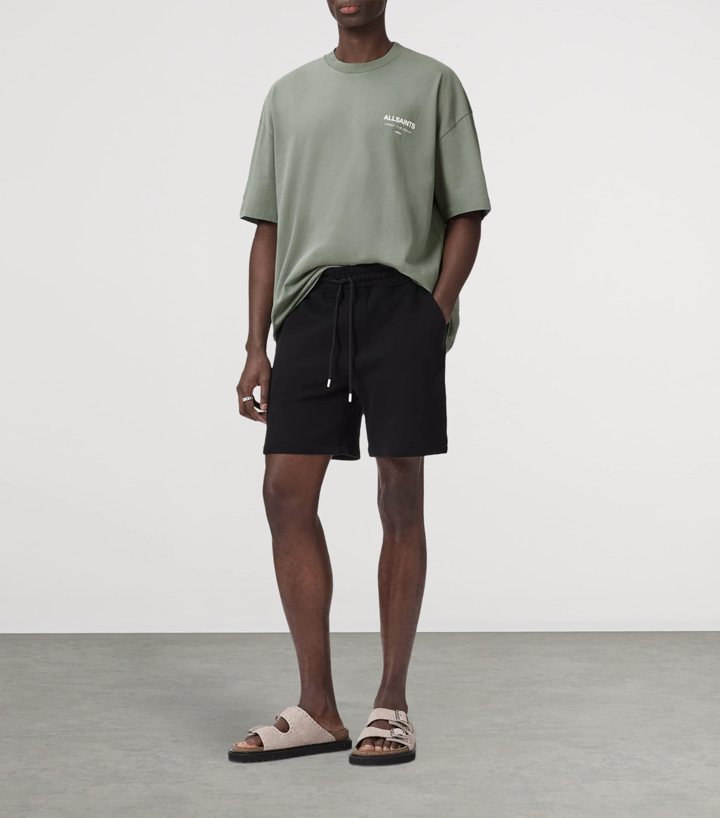 AllSaints Mens Organic Cotton Underground T-Shirt Spring Green Image 6