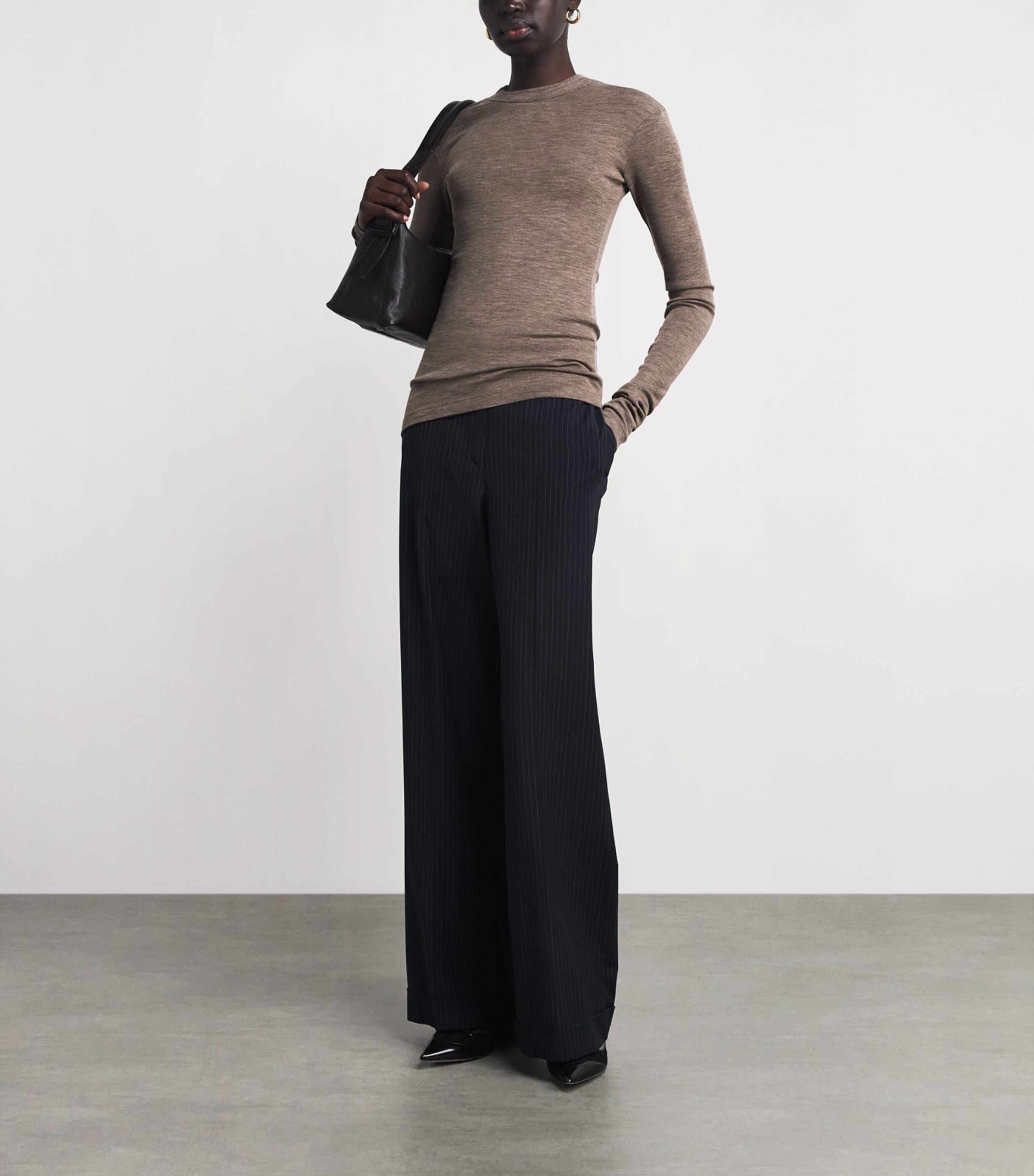 BITE Studios Womens Merino Wool Long-Sleeve T-Shirt Quartz Melange Image 2