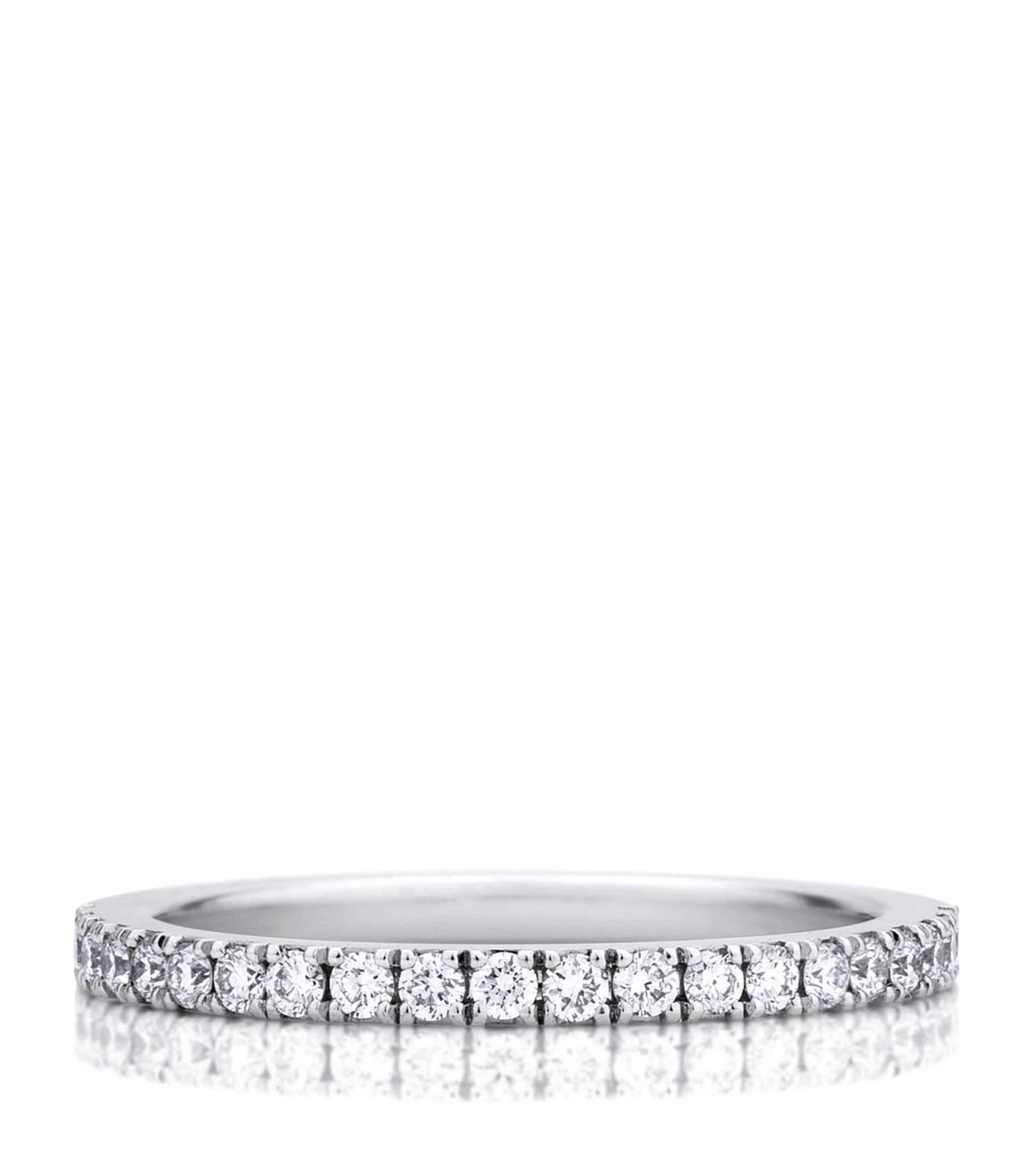 De Beers Platinum Pavé Diamond Classic Band In Silver