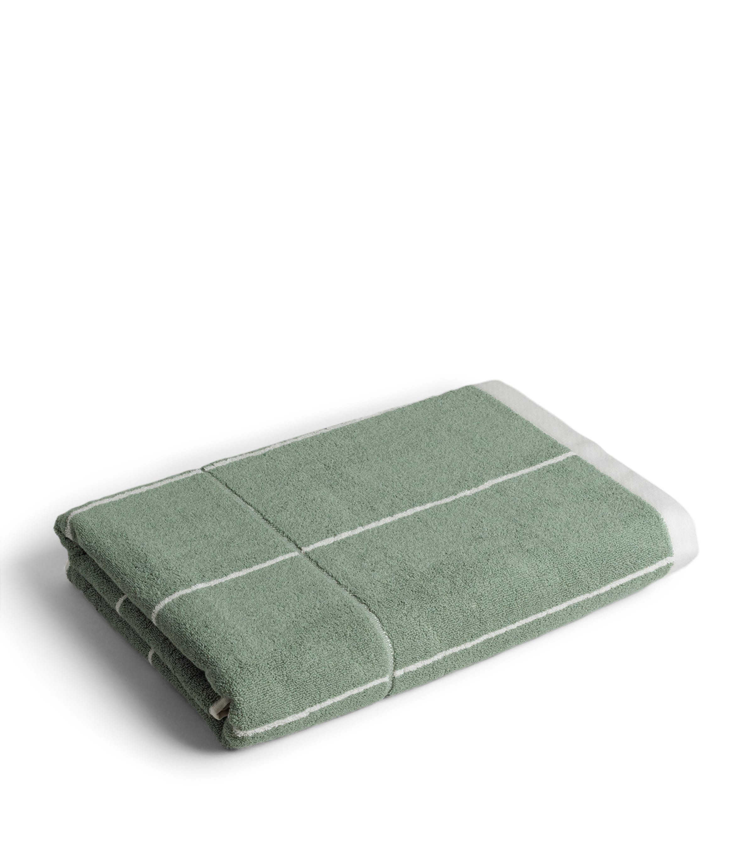 Check Miles Beach Towel (90cm x 170cm) SAGE / CHALK Image 1