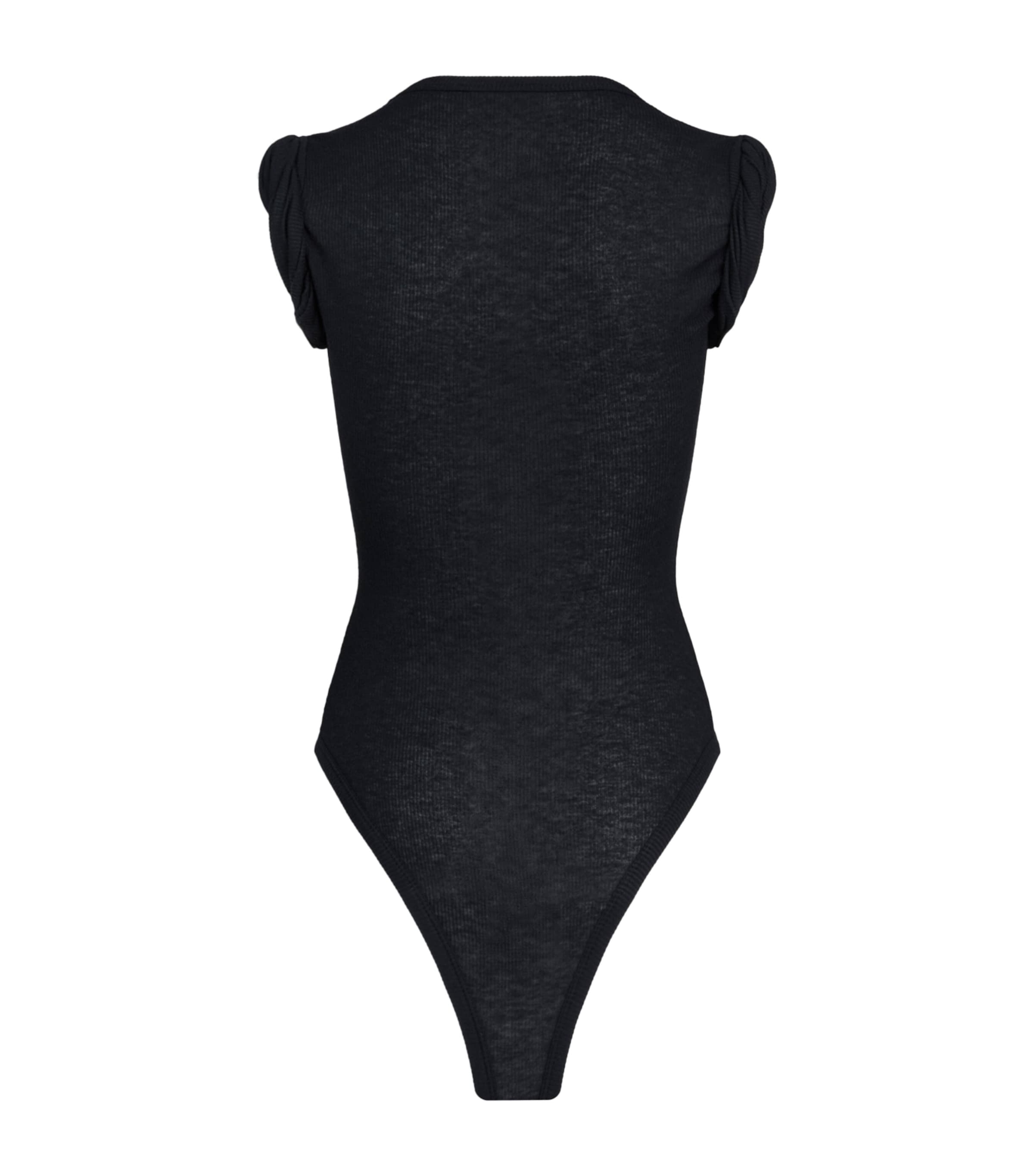 Alaïa Womens Ribbed Bodysuit Noir Image 4