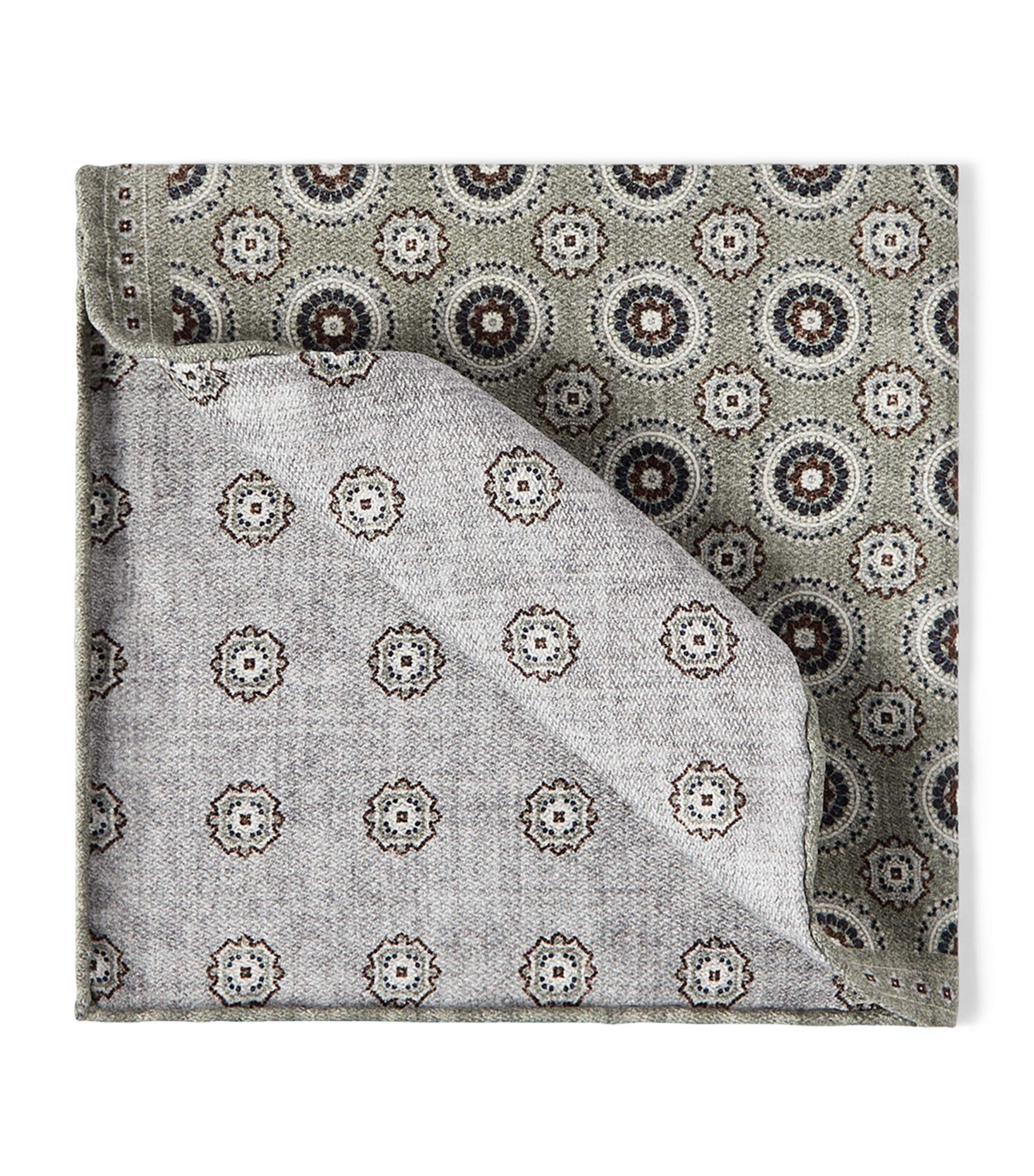 Brunello Cucinelli Silk Medallion Pocket Square Image 1
