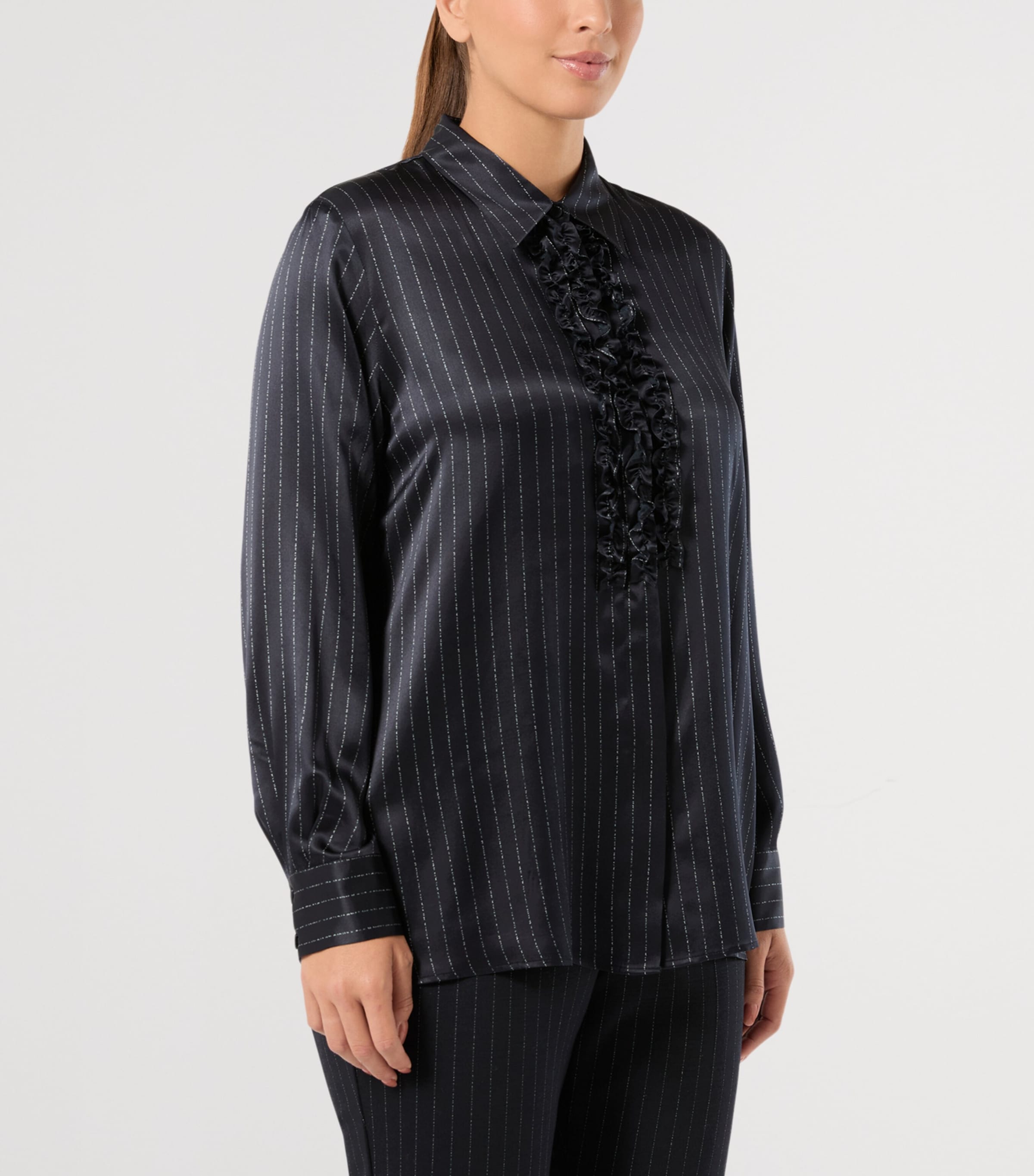 Marina Rinaldi Womens Silk Pinstripe Shirt Midnightblue Image 3