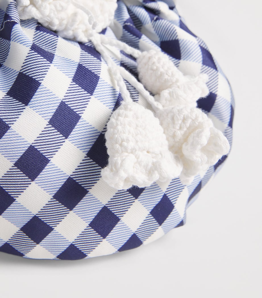 Gingham Taffeta Top-Handle Bag BLUE Image 4