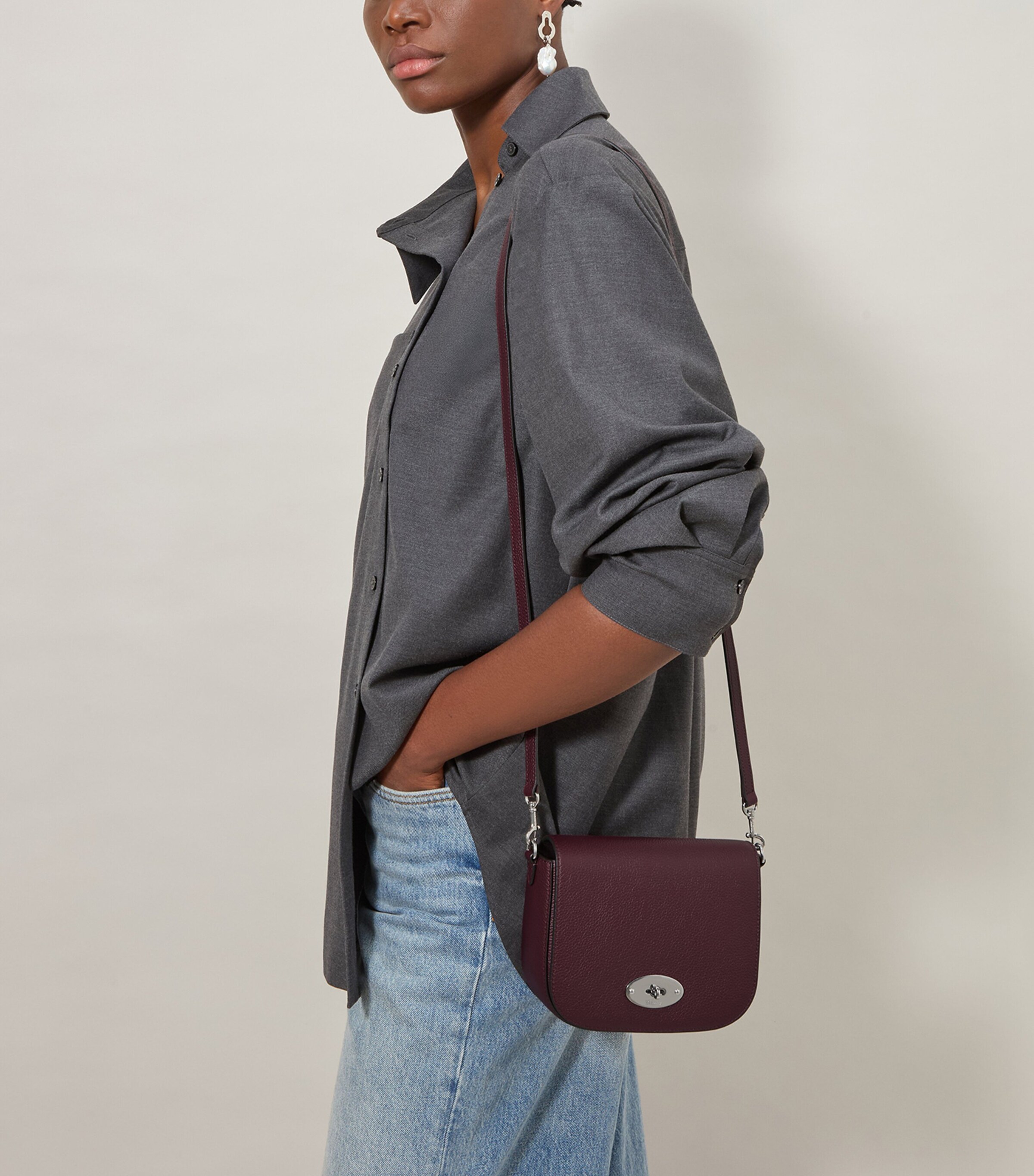 Mulberry Small Darley Cross-Body Bag Black Cherry Image 2