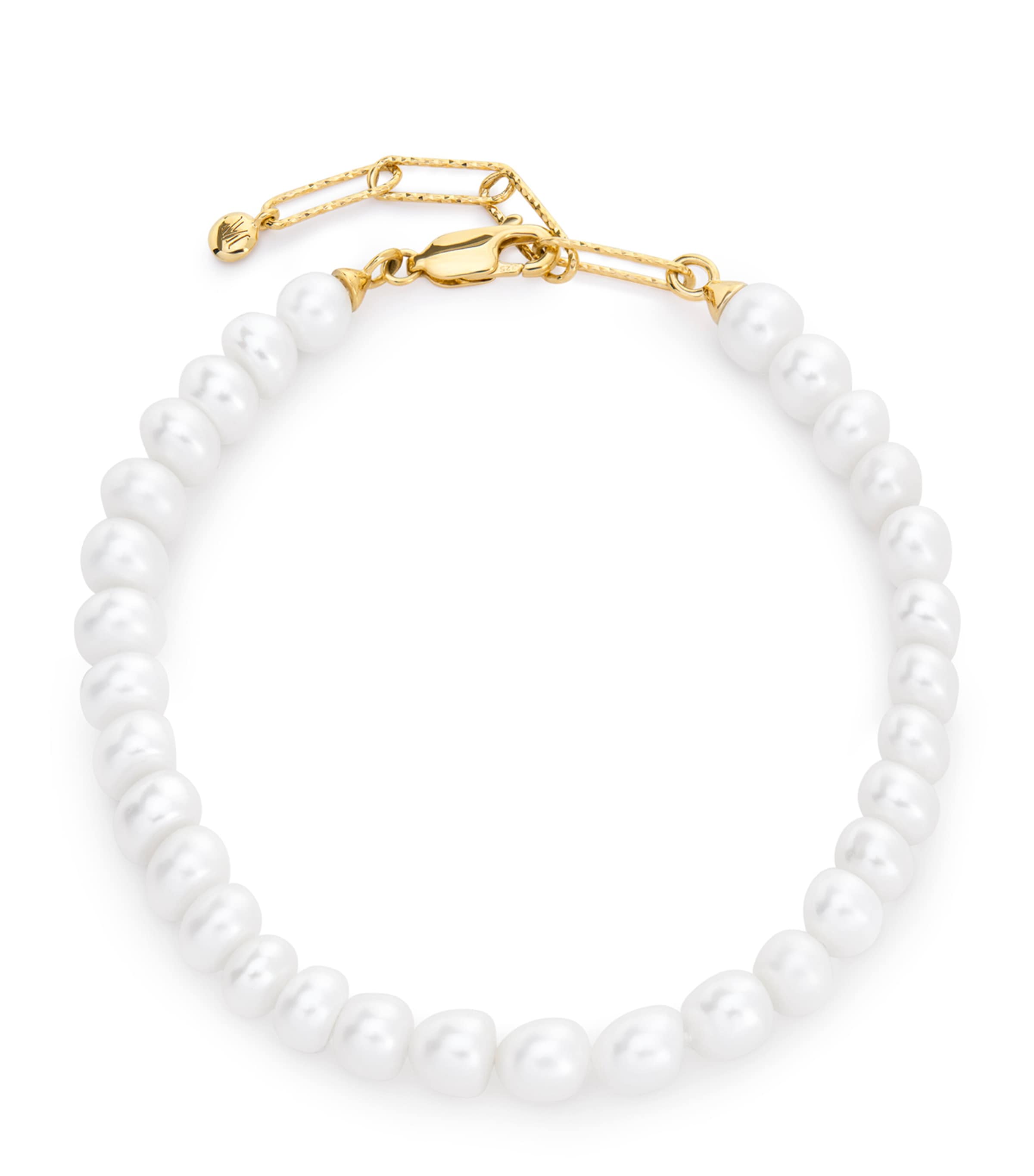 Monica Vinader Gold Vermeil And Pearl Nomade Bracelet In Gold