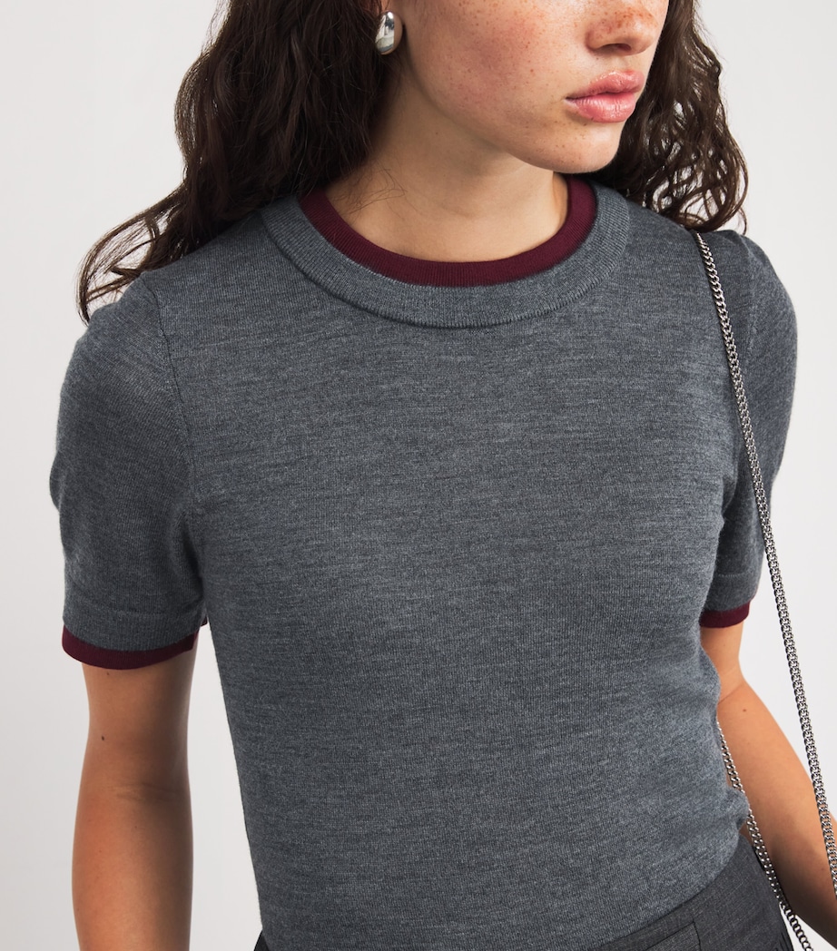 Wool Short-Sleeve Sweater GREY Image 6