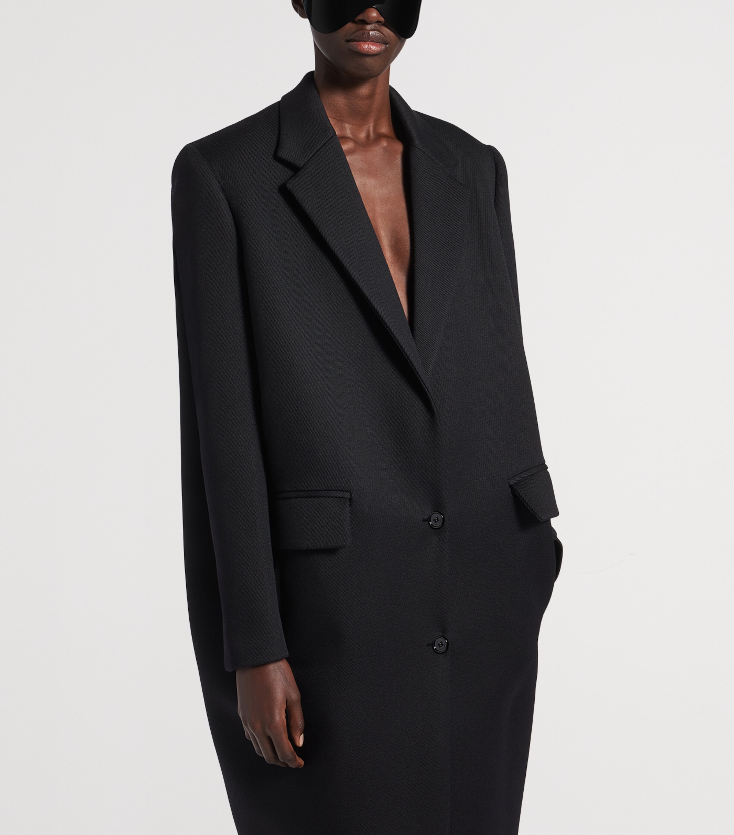 Balenciaga Black Wool Long Trench Coat | Harrods US