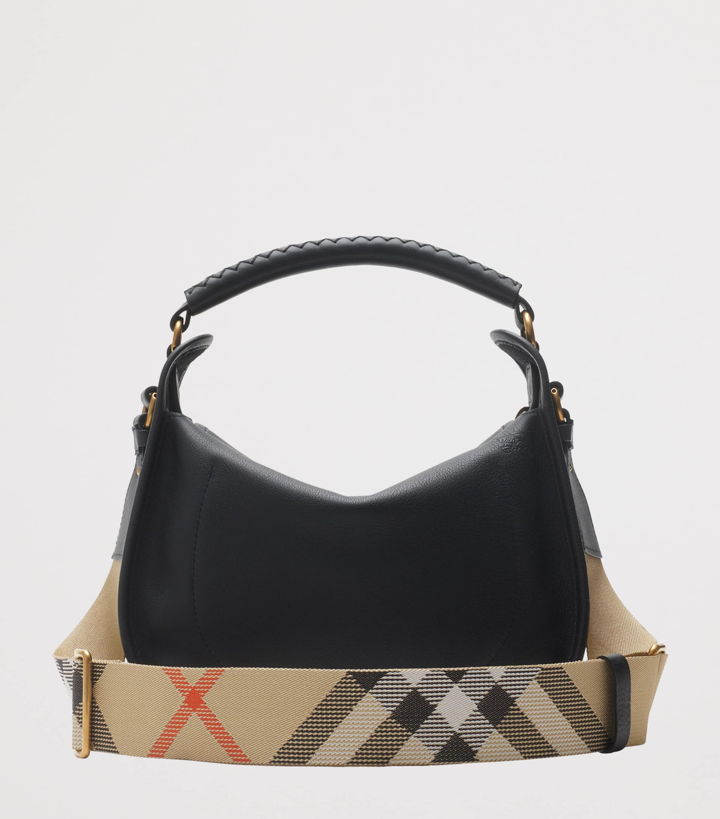 Small Calf Leather B Clip Messenger Bag BLACK Image 4