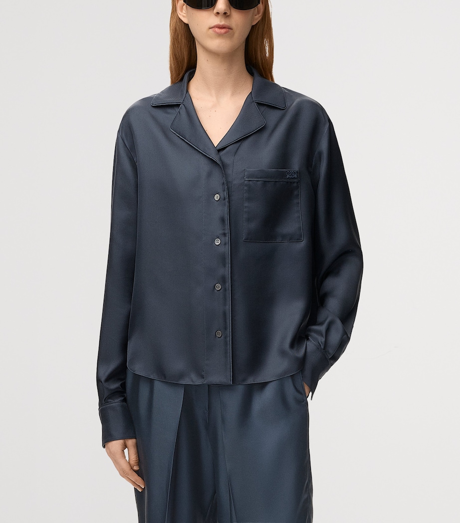 LOEWE Womens Silk Pyjama Shirt Dark Grey Image 3