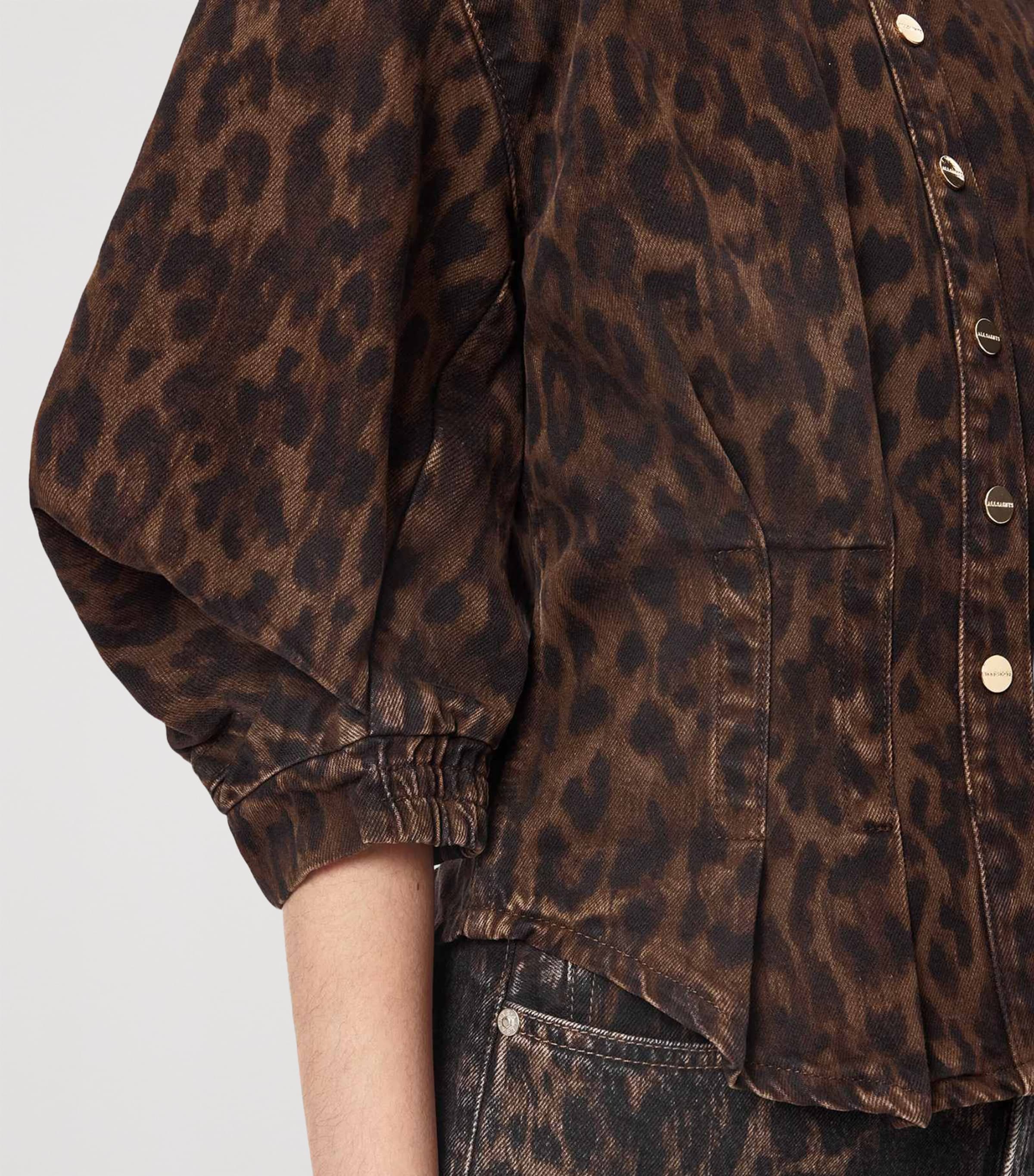 AllSaints Womens Denim Leopard Nancy Shirt Leppo Brown Image 7