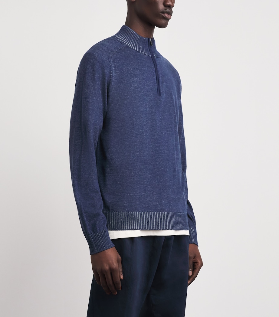 Paul & Shark Mens Cashmere-Silk Quarter-Zip Sweater Avio Melnge Aqua Image 4