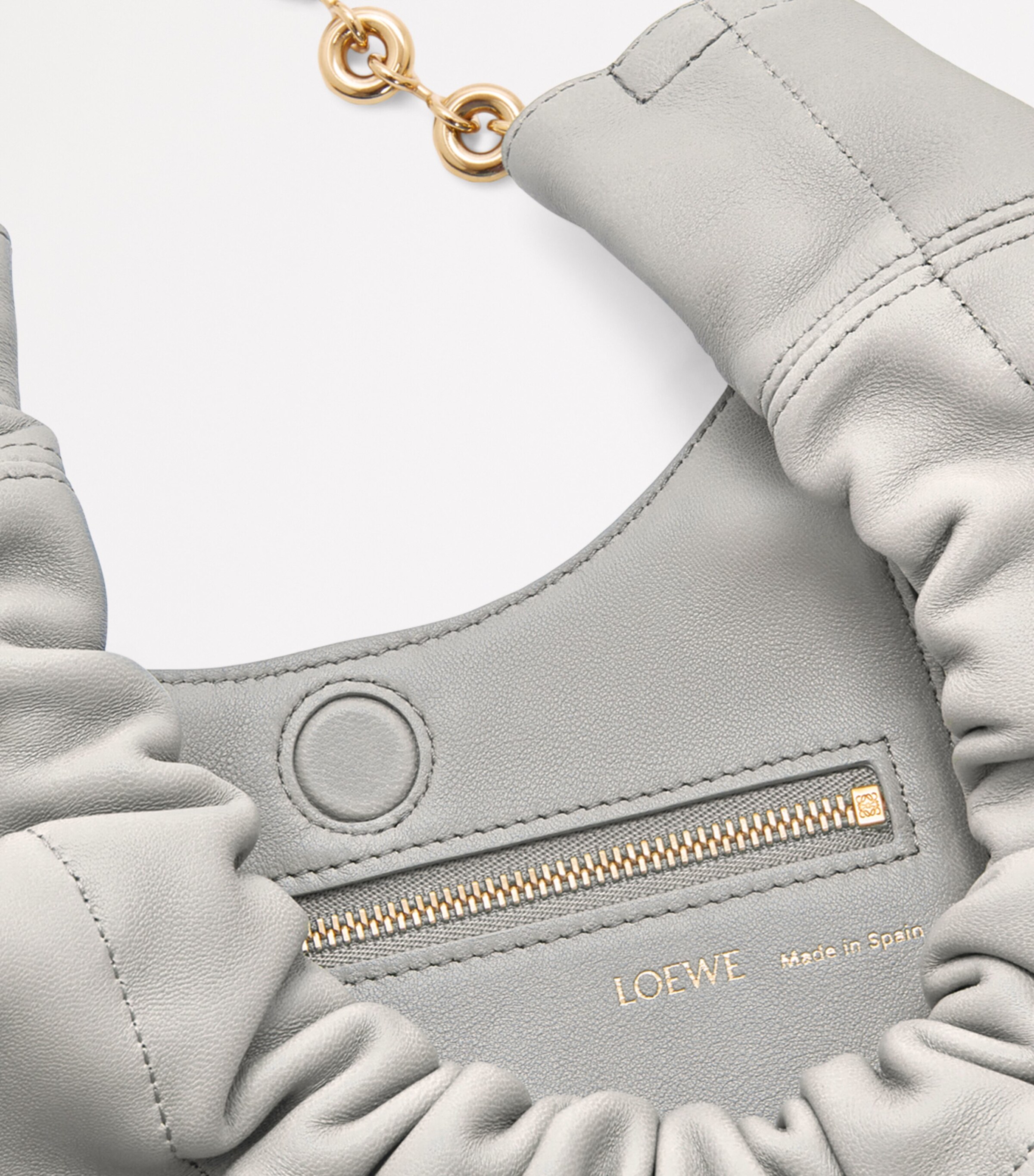 Small Leather Squeeze Top-Handle Bag GREY Image 8